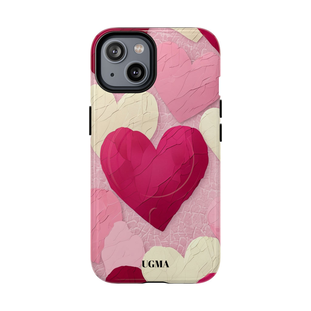 Phone Case — Pink Layered Hearts Tough Magnetic Protective Cover