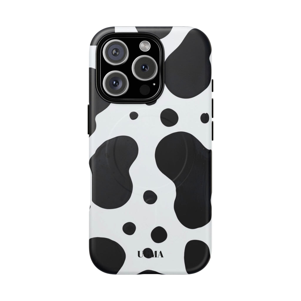 Cow Print Tough Magnetic Phone Case — Black & White Protective iPhone Cover