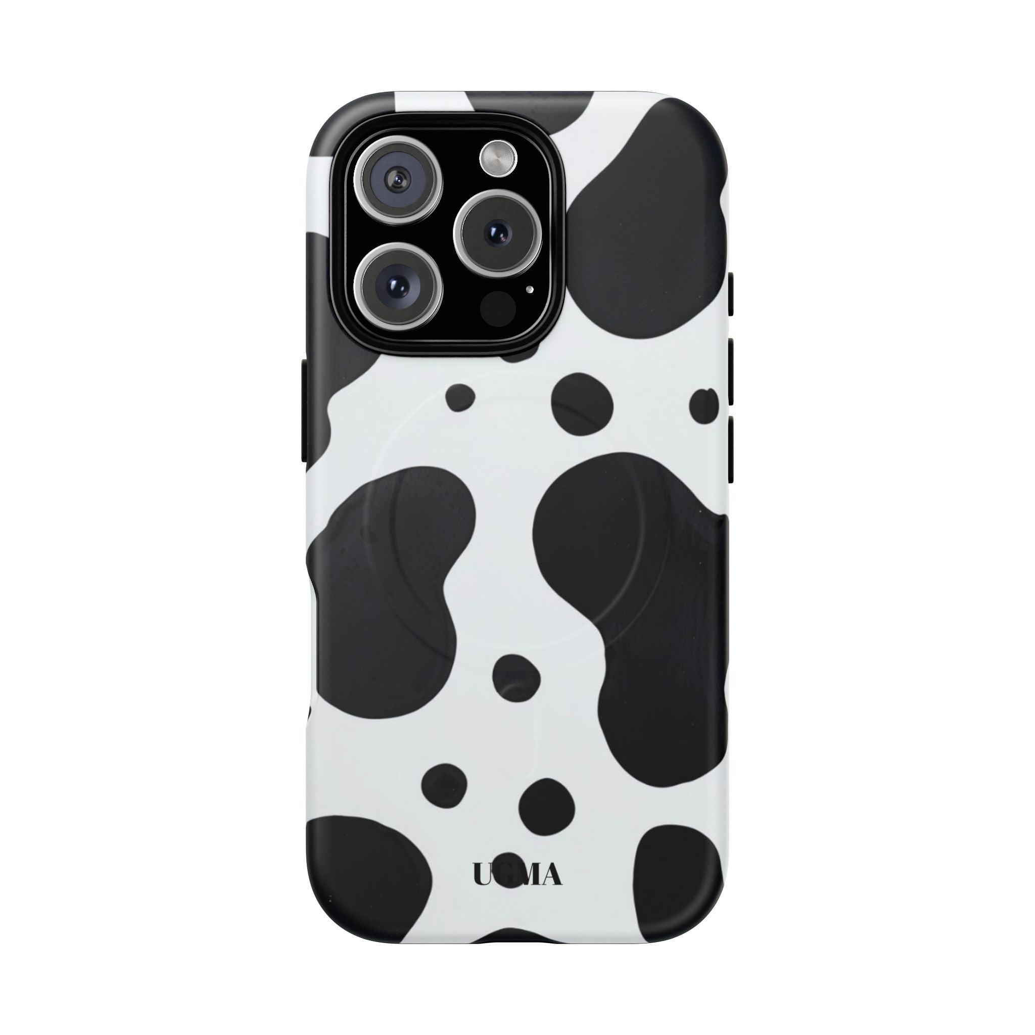 Cow Print Tough Magnetic Phone Case — Black & White Protective iPhone Cover