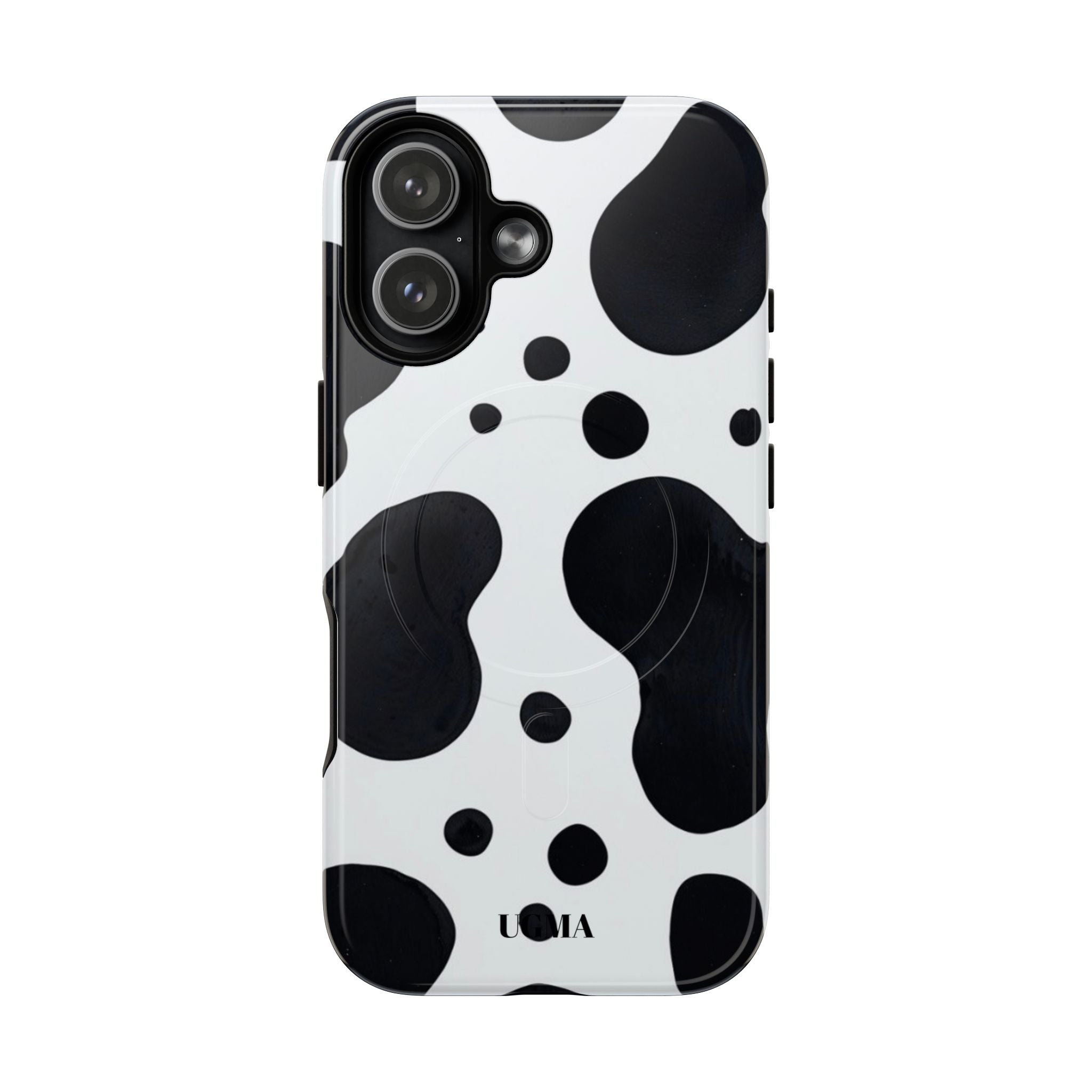 Cow Print Tough Magnetic Phone Case — Black & White Protective iPhone Cover