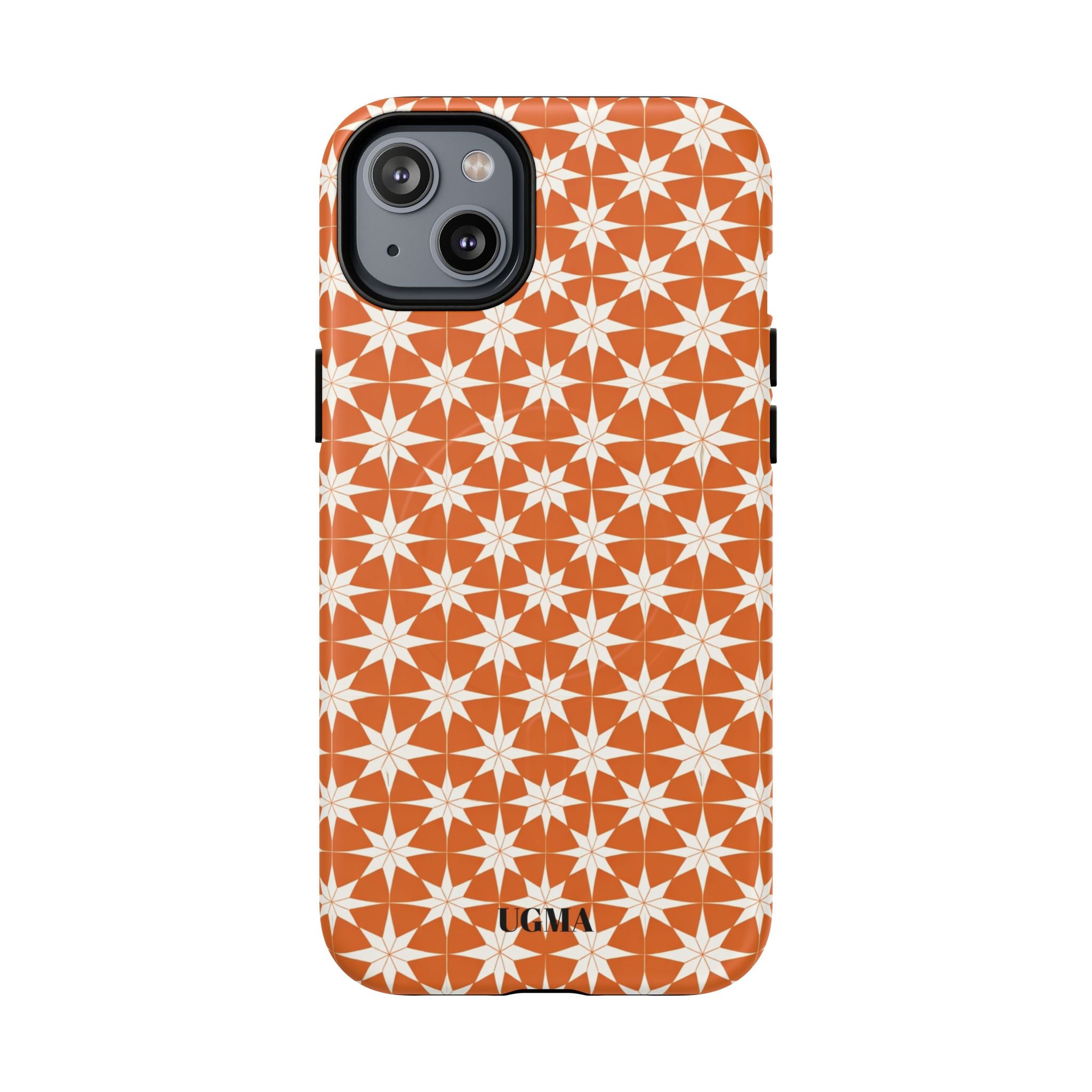 Magnetic Phone Case — Orange Geometric Star Pattern Tough Protective Cover