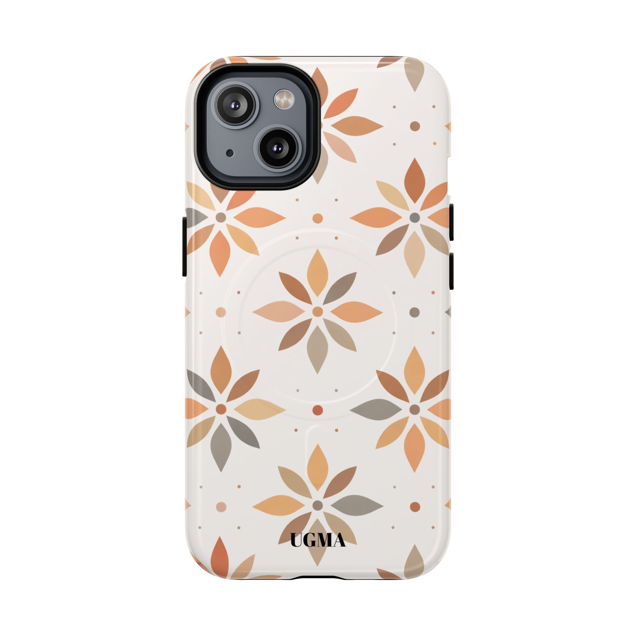 Floral Tile Tough Magnetic Phone Case — Neutral Autumn Blossom Design