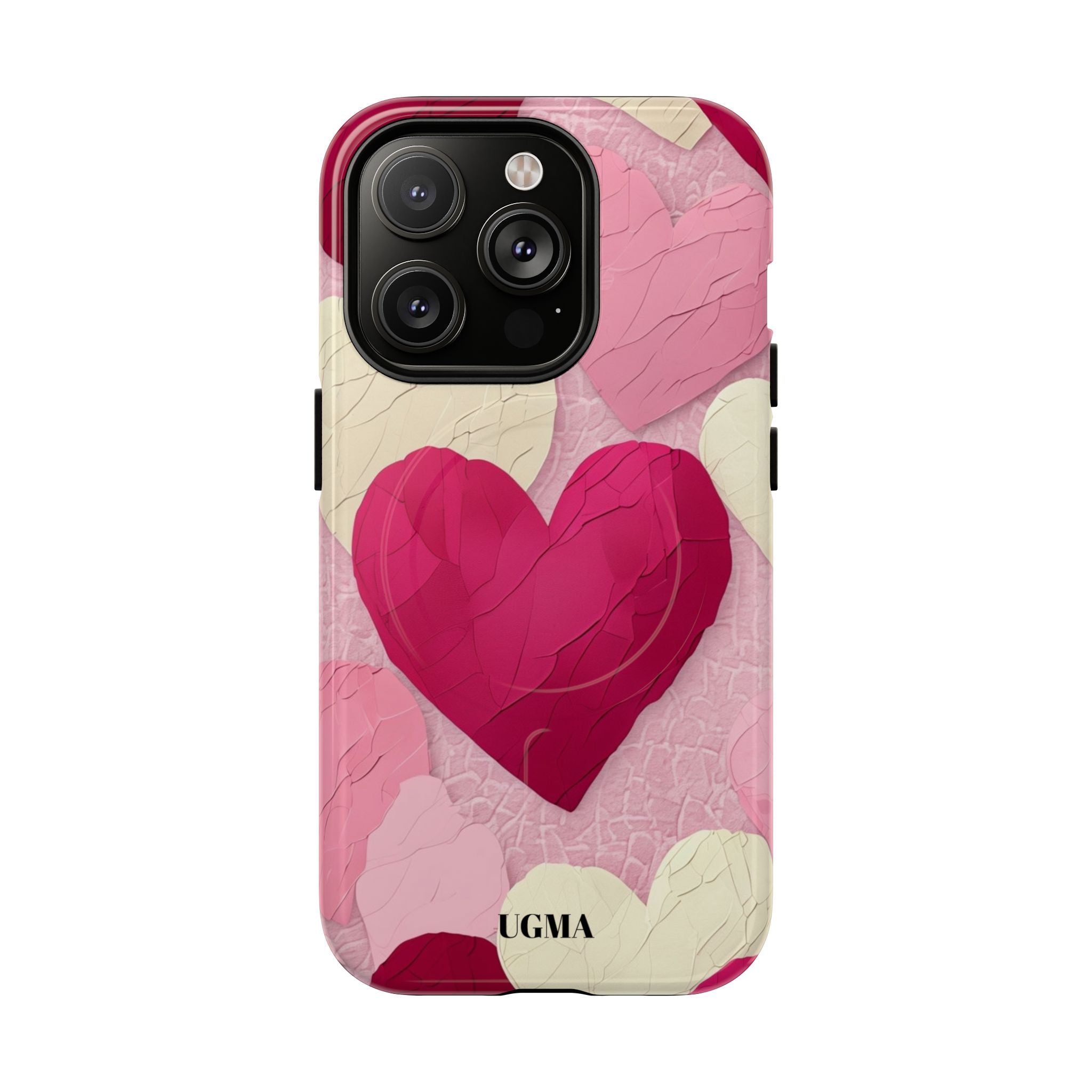 Phone Case — Pink Layered Hearts Tough Magnetic Protective Cover
