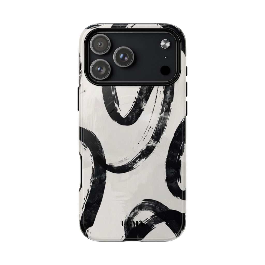 Abstract Black Brushstroke Tough Magnetic Phone Case — Protective Magnetic iPhone Cover