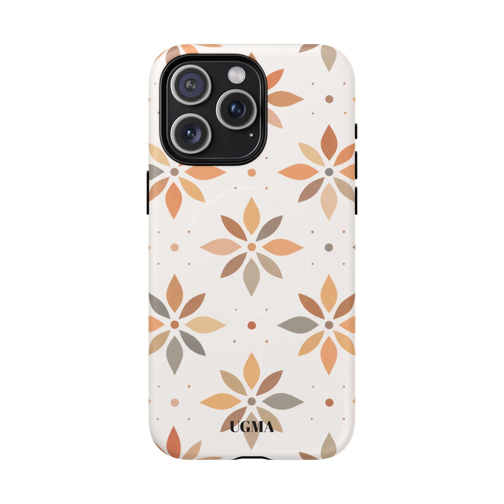 Floral Tile Tough Magnetic Phone Case — Neutral Autumn Blossom Design
