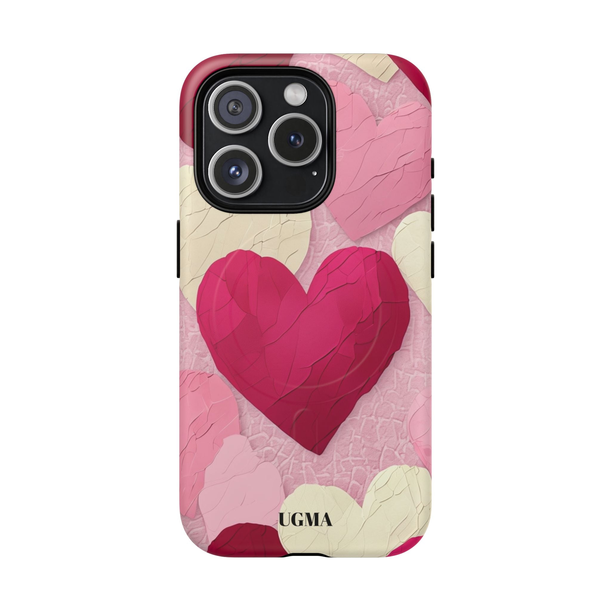 Phone Case — Pink Layered Hearts Tough Magnetic Protective Cover