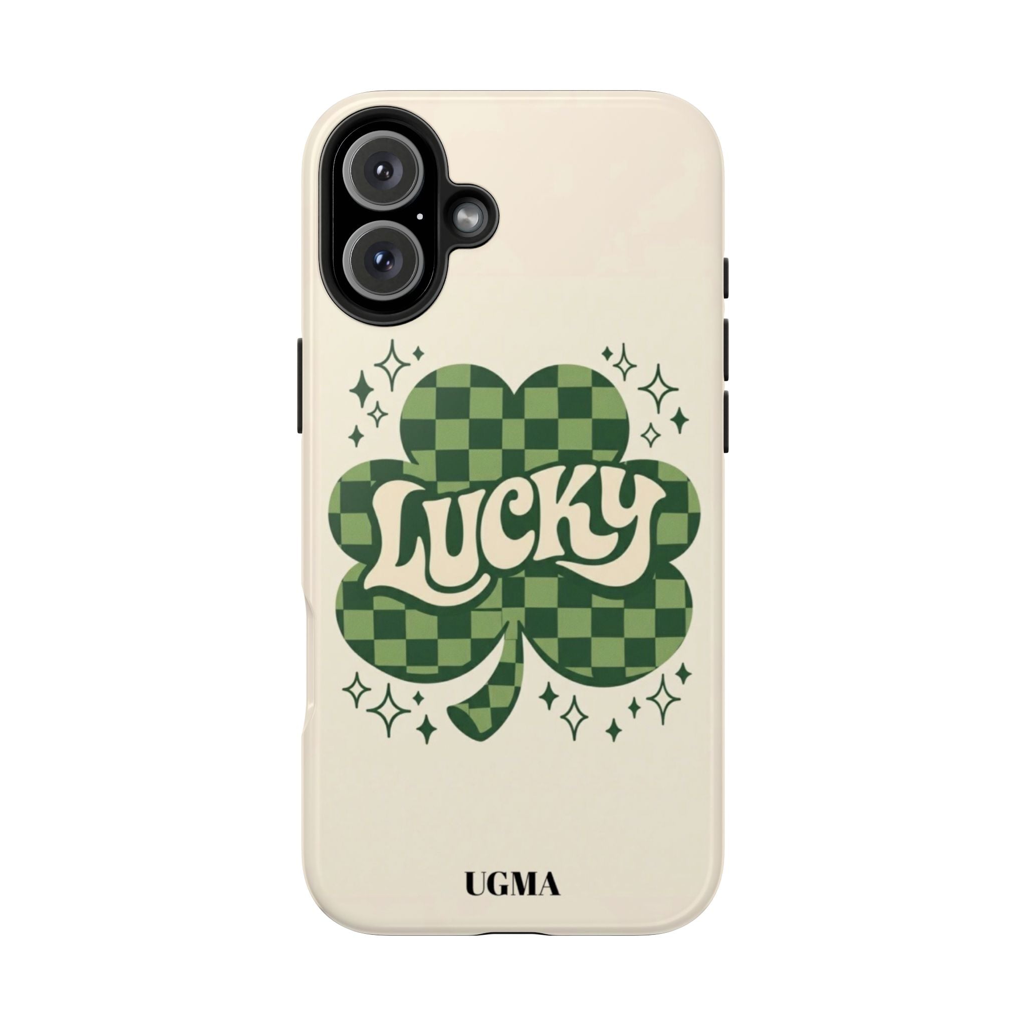Lucky Clover Phone Case — Retro Green Checker St. Patrick’s Tough Phone Case