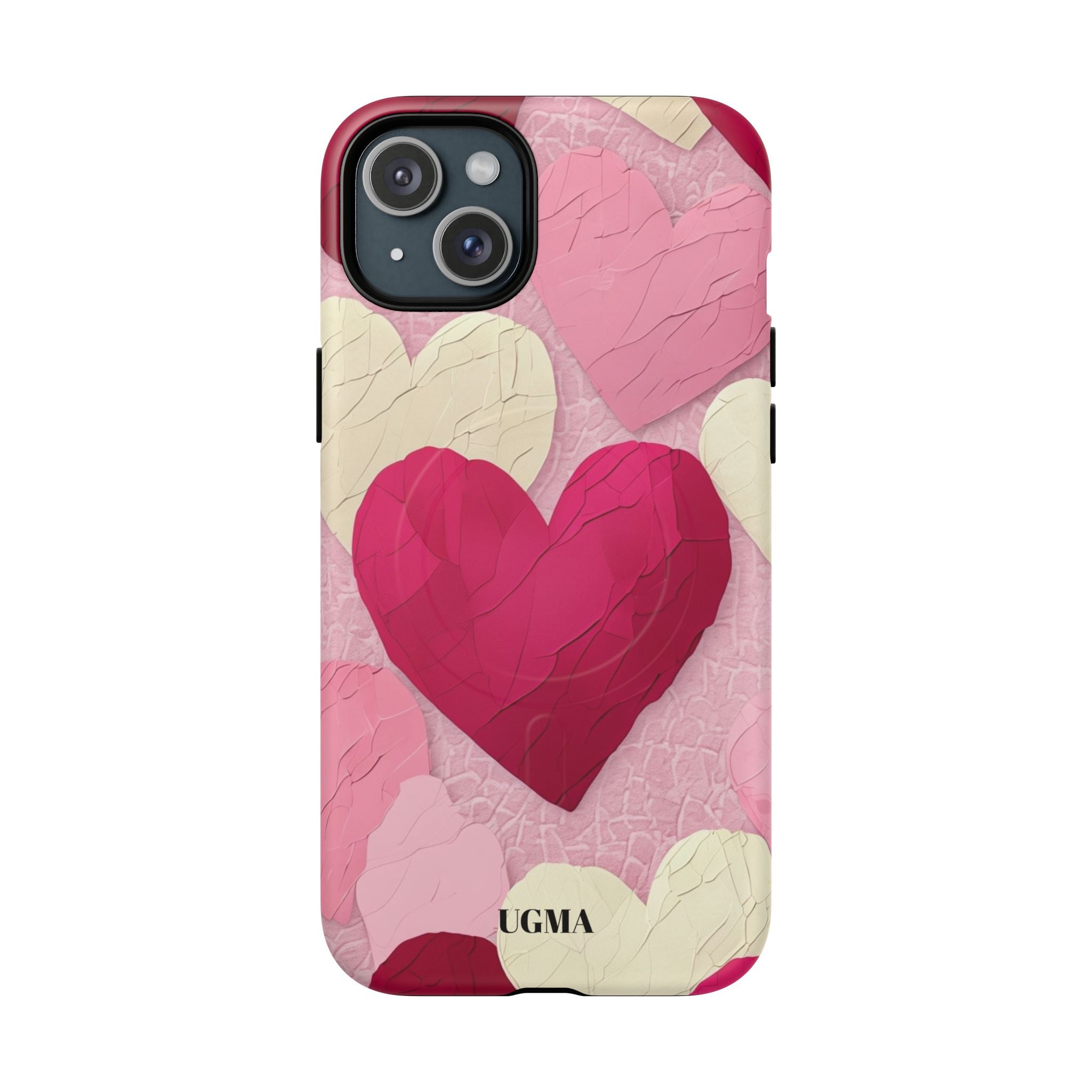 Phone Case — Pink Layered Hearts Tough Magnetic Protective Cover