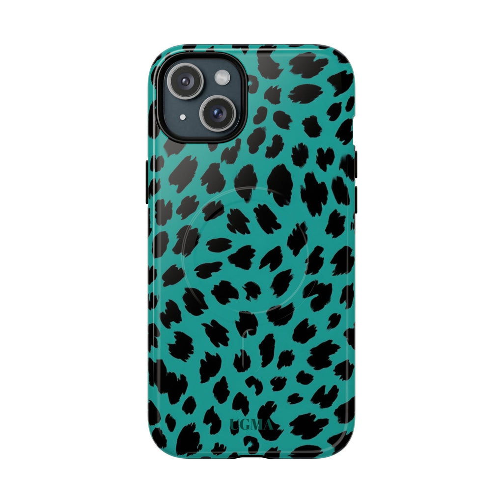 Teal Leopard Tough Magnetic Phone Case — Protective Magnetic iPhone Cover
