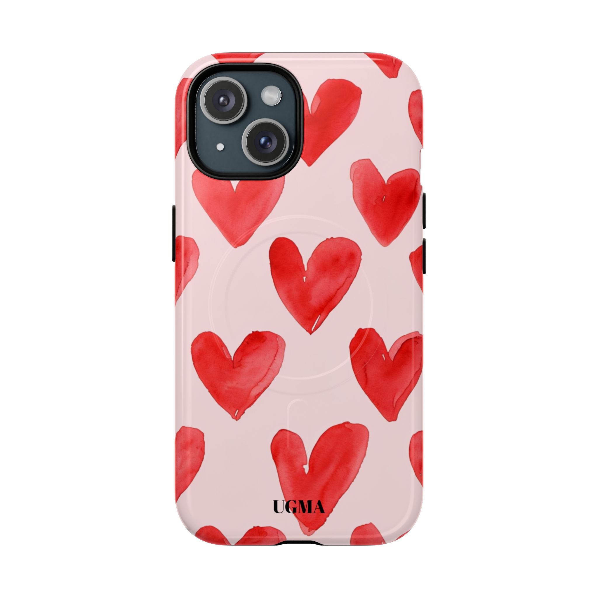 Phone Case - Red Watercolor Hearts Tough Magnetic Case