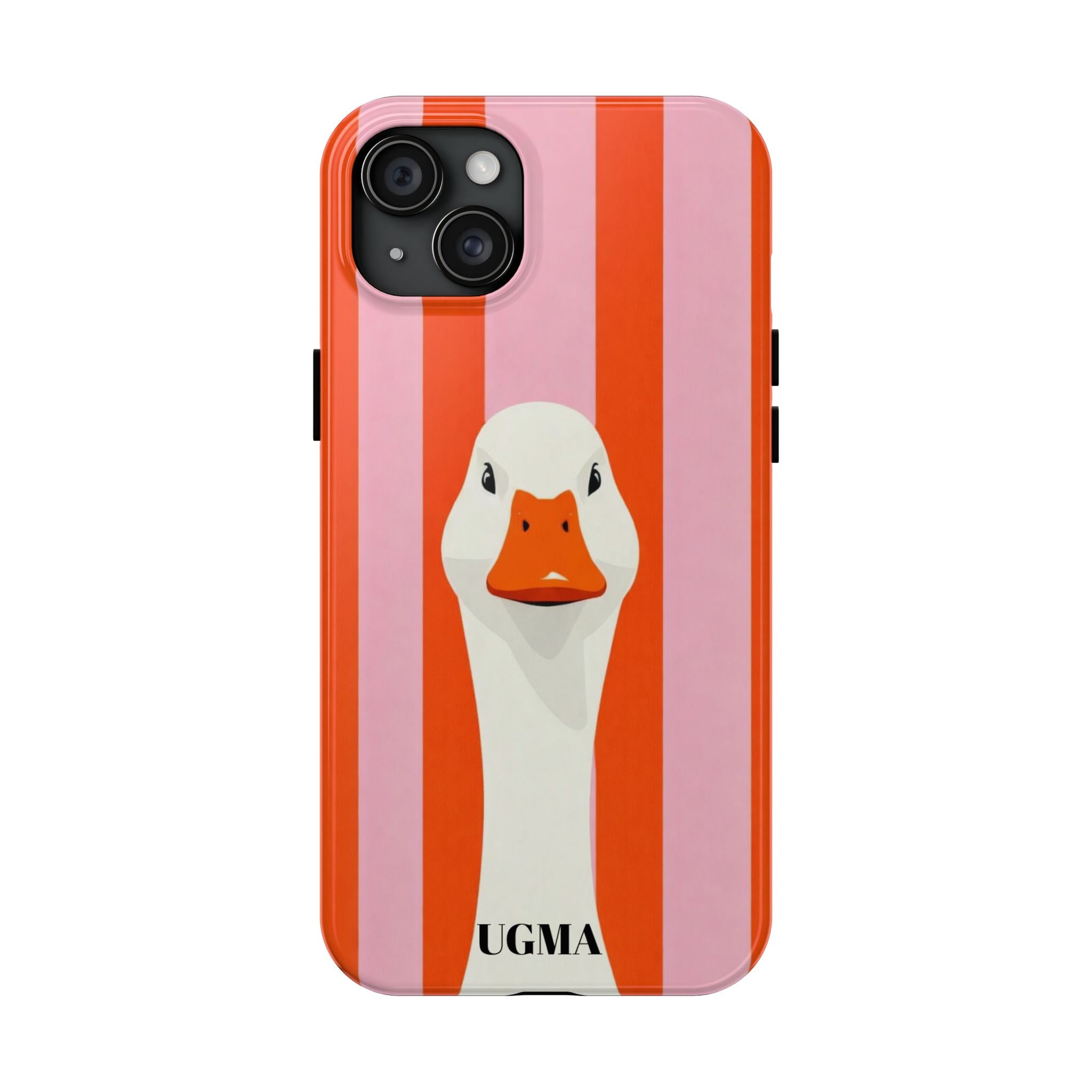 Goose Stripe Tough Phone Case — Quirky Duck Portrait Protective Cover