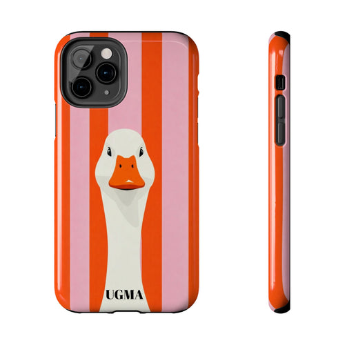 Goose Stripe Tough Phone Case — Quirky Duck Portrait Protective Cover