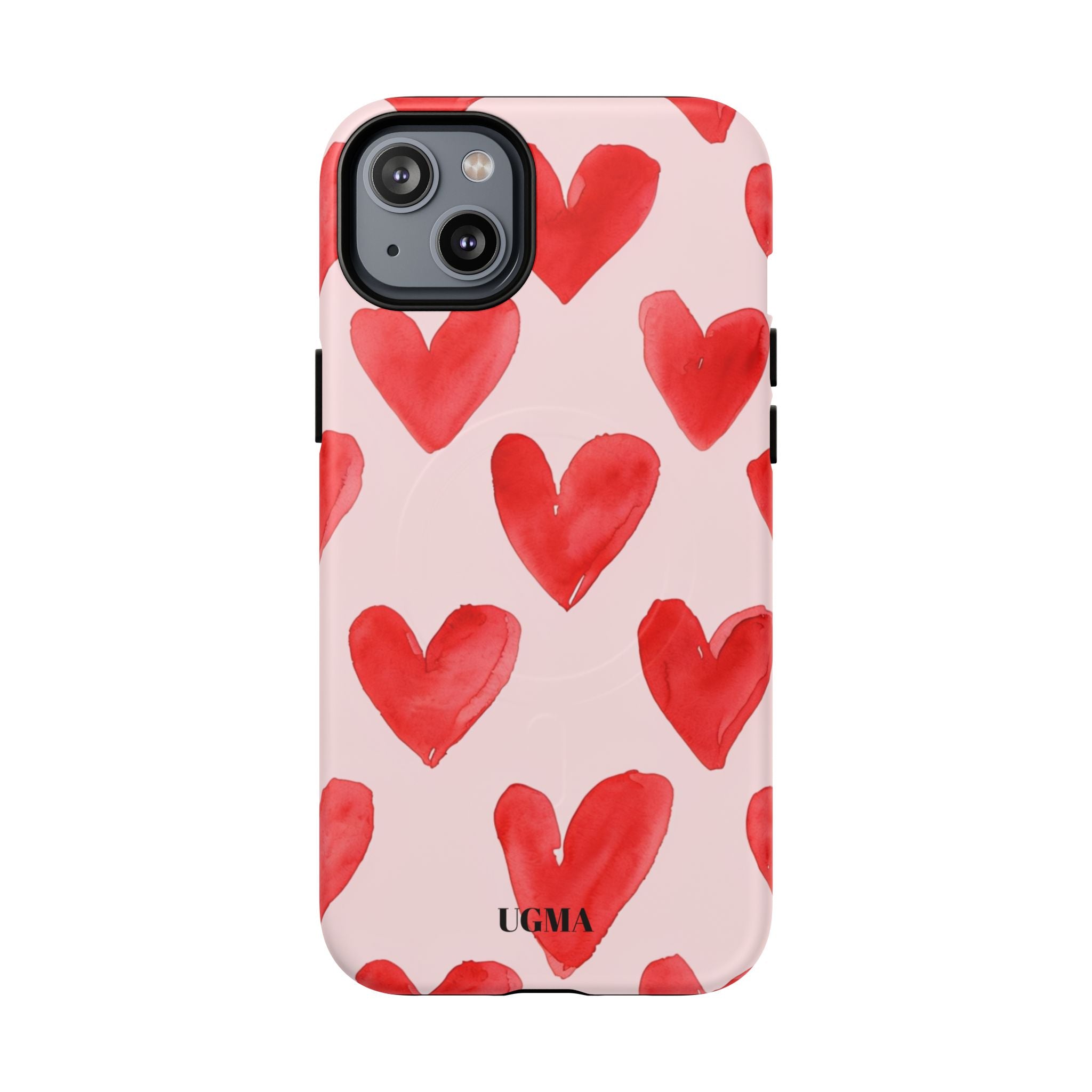 Phone Case - Red Watercolor Hearts Tough Magnetic Case