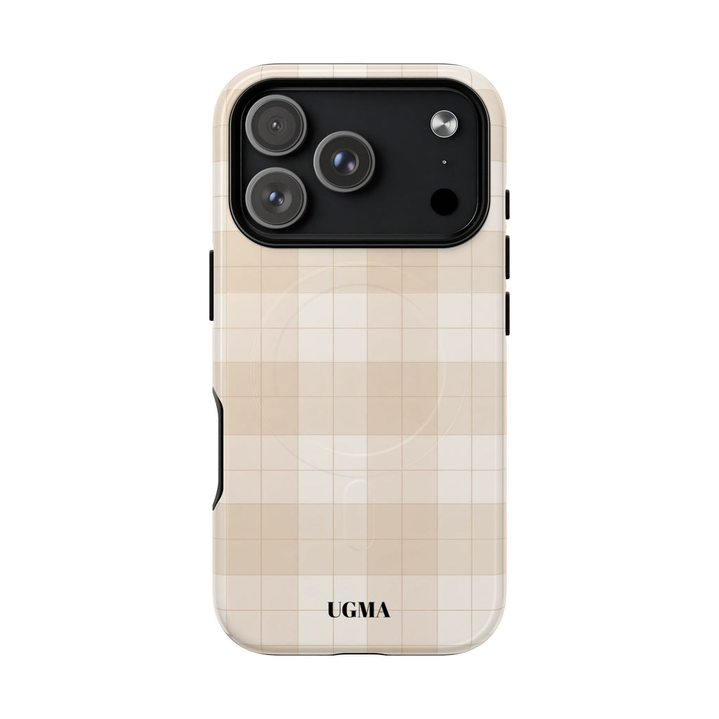 Beige Plaid Magnetic Phone Case — Tough Magnetic Protective iPhone Cover