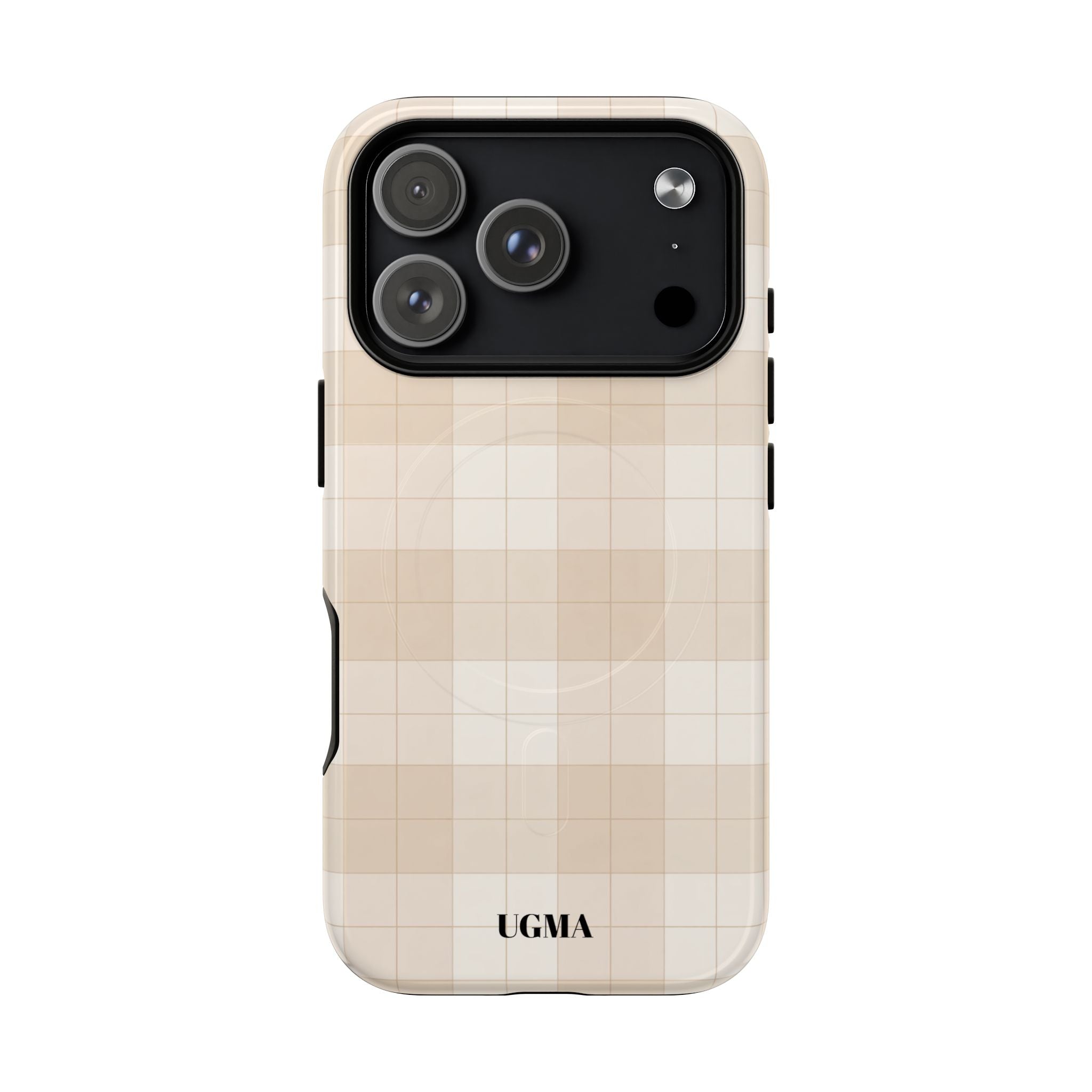 Beige Plaid Magnetic Phone Case — Tough Magnetic Protective iPhone Cover