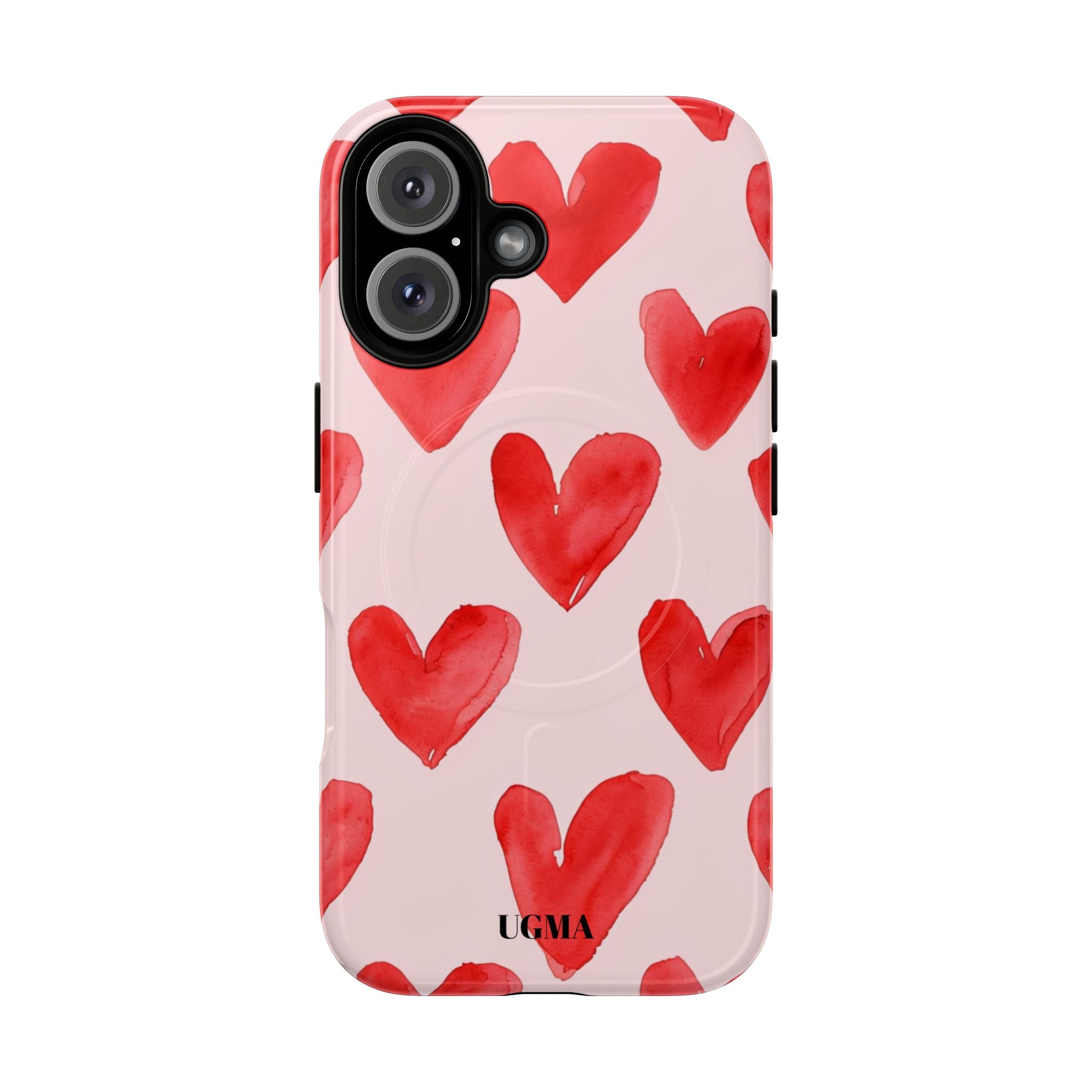 Phone Case - Red Watercolor Hearts Tough Magnetic Case