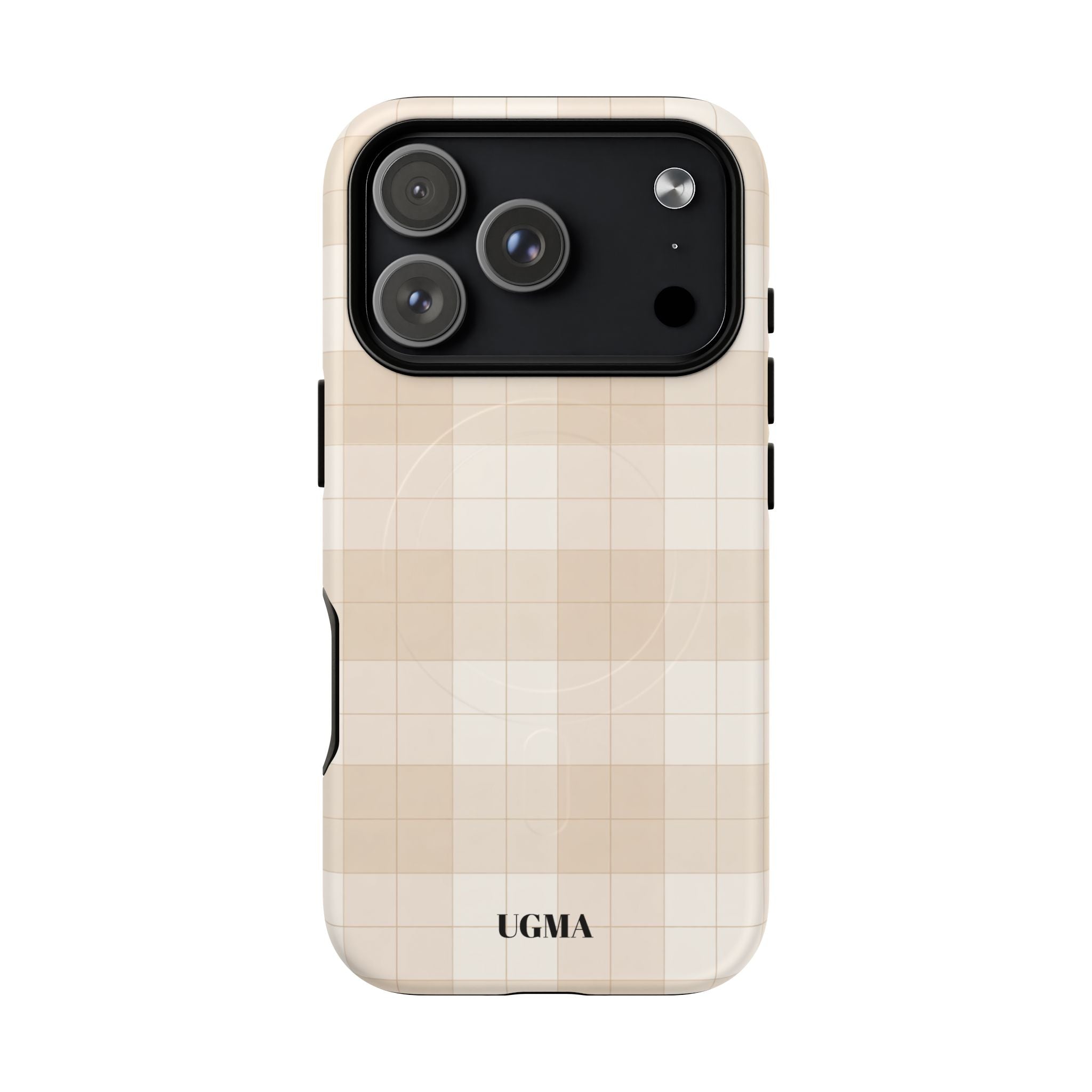 Beige Plaid Magnetic Phone Case — Tough Magnetic Protective iPhone Cover