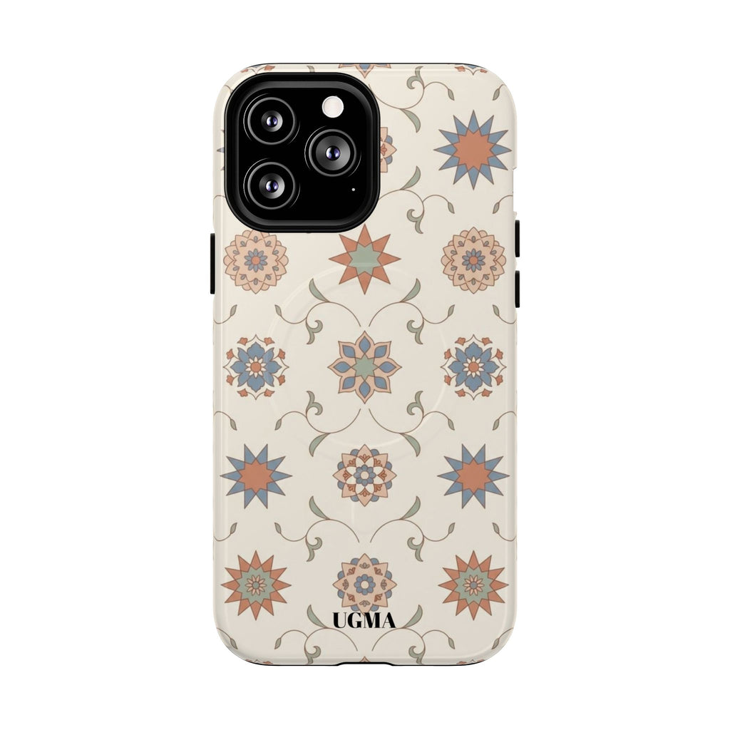 Floral Moroccan Tough Magnetic Phone Case — Boho Vintage Star Tile Design