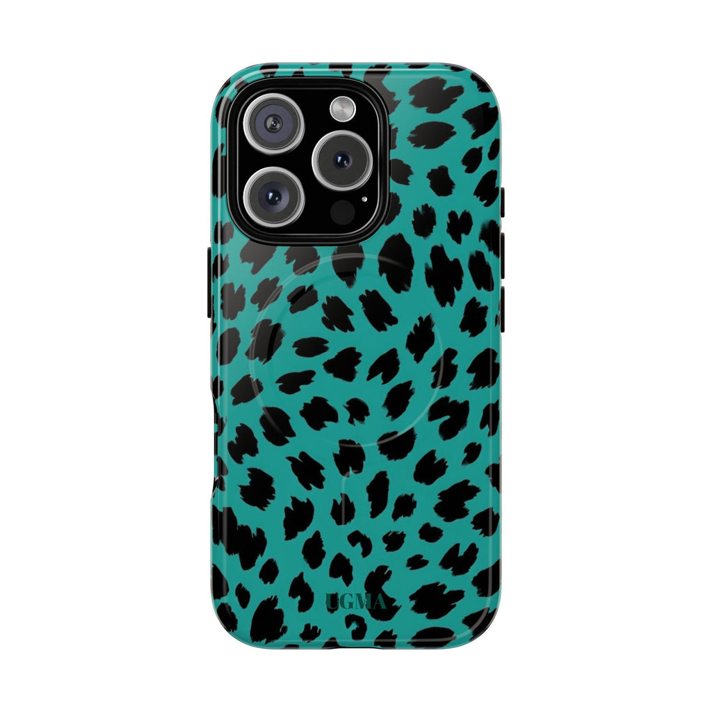 Teal Leopard Tough Magnetic Phone Case — Protective Magnetic iPhone Cover
