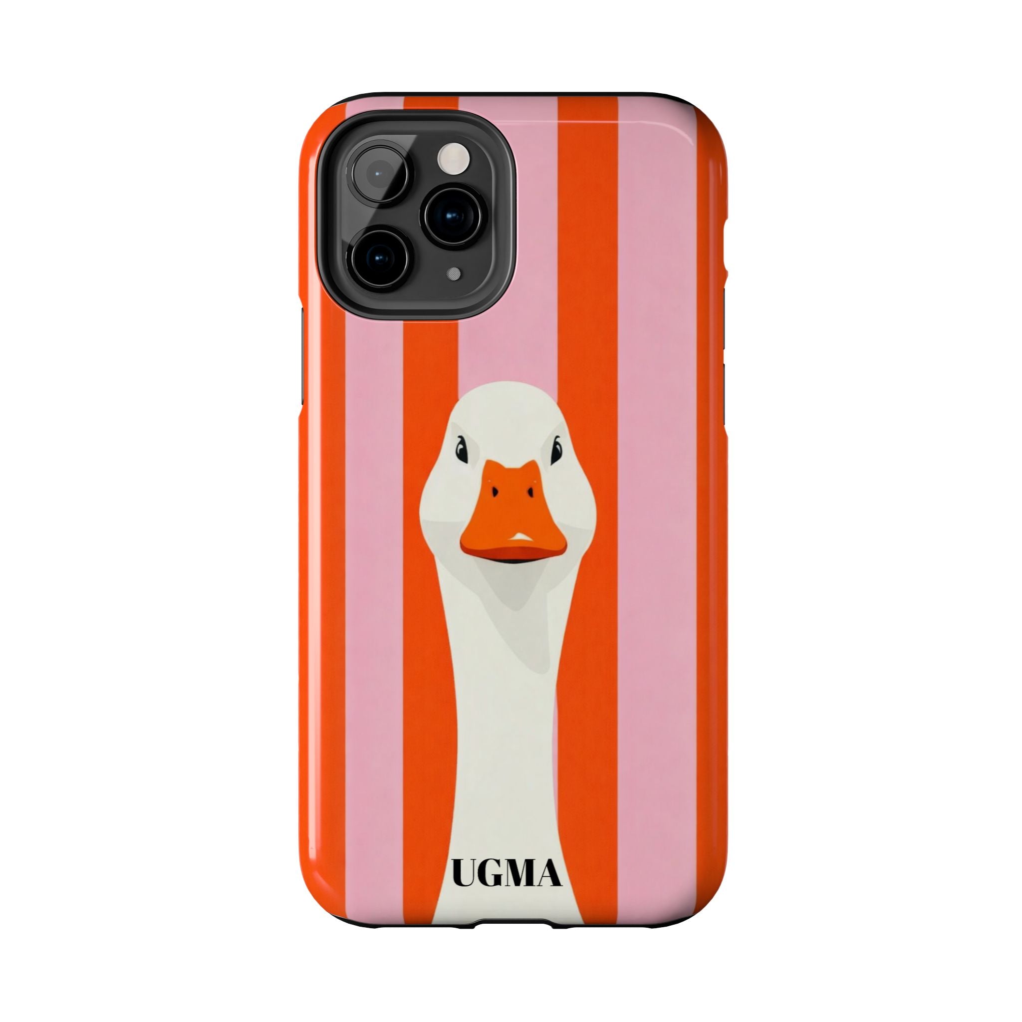 Goose Stripe Tough Phone Case — Quirky Duck Portrait Protective Cover