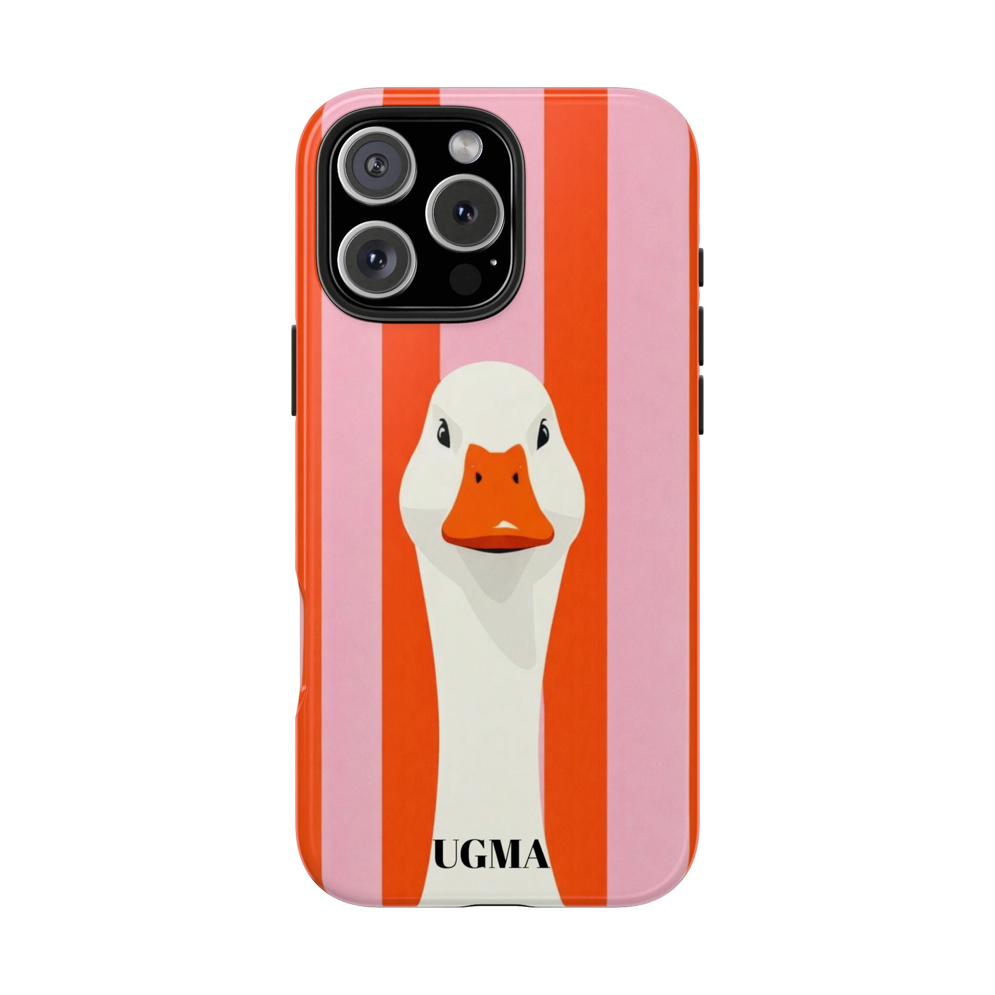 Goose Stripe Tough Phone Case — Quirky Duck Portrait Protective Cover