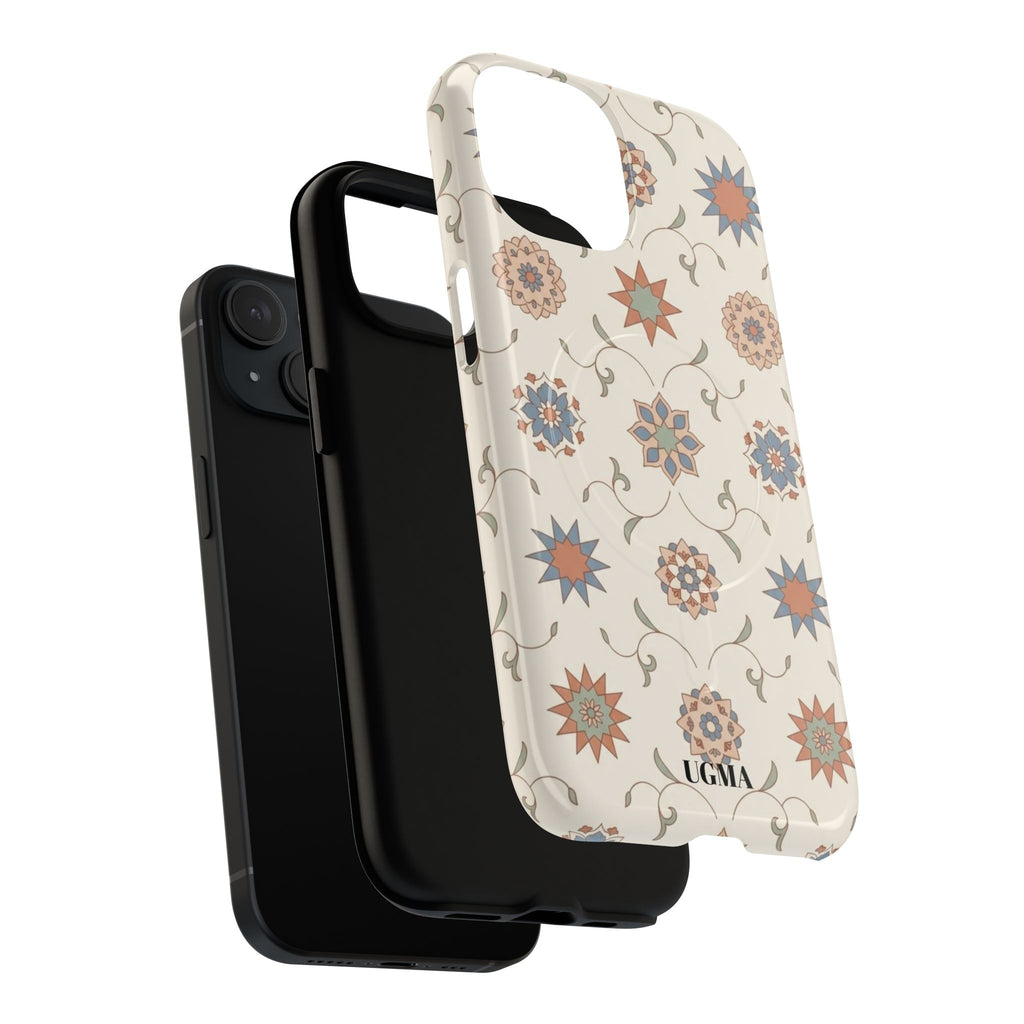 Floral Moroccan Tough Magnetic Phone Case — Boho Vintage Star Tile Design
