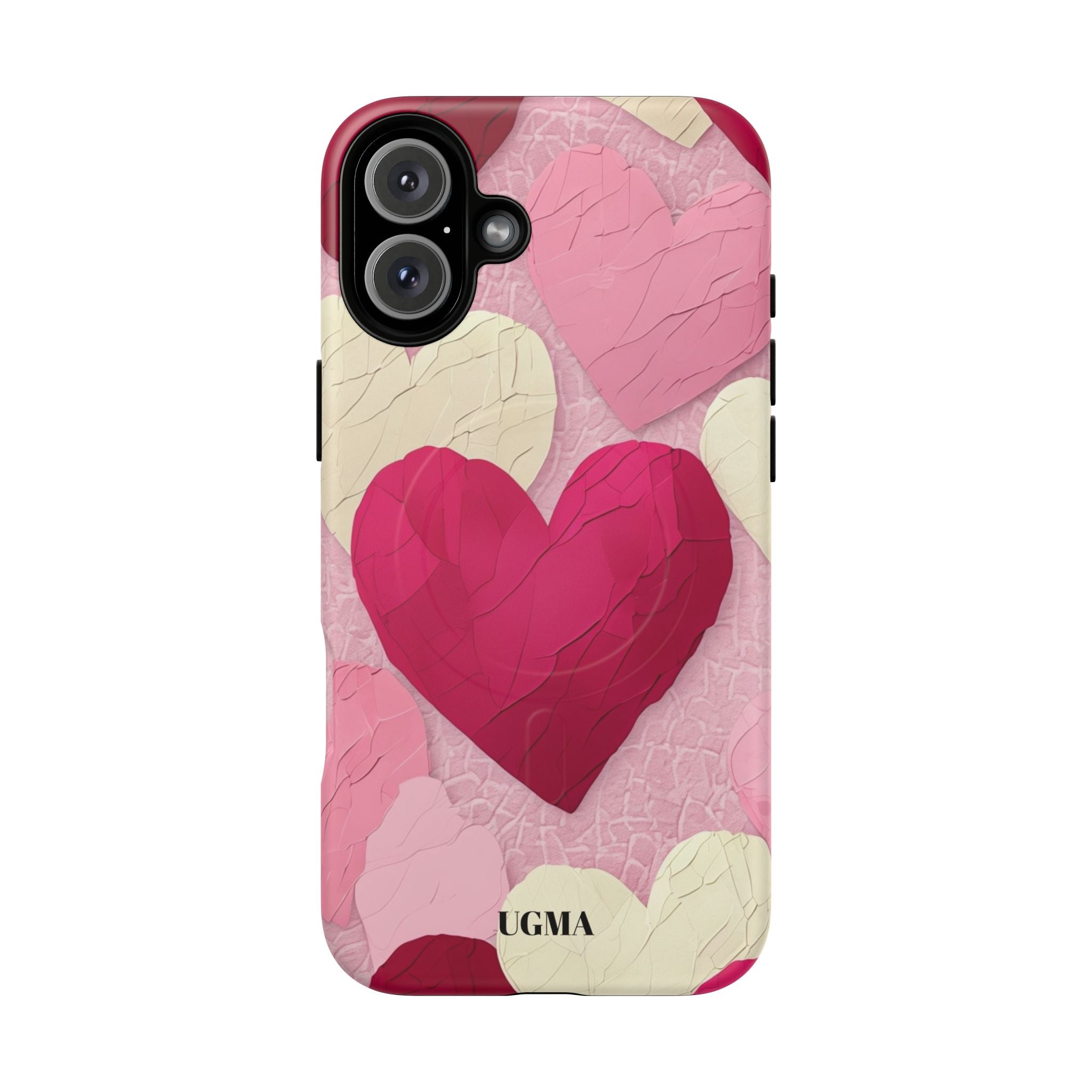 Phone Case — Pink Layered Hearts Tough Magnetic Protective Cover