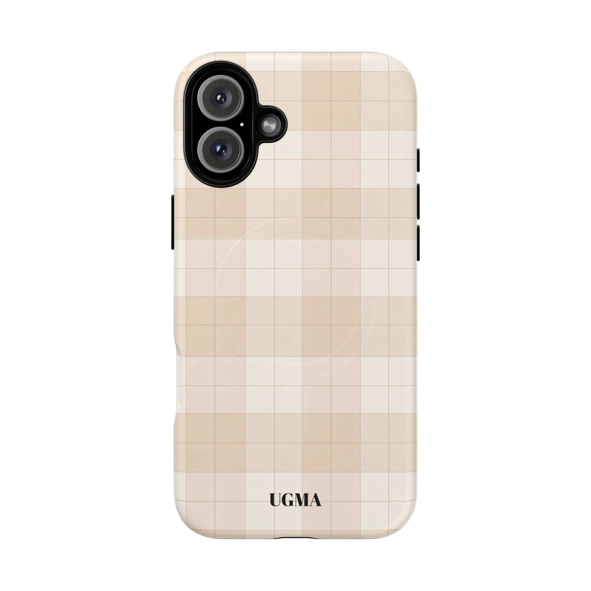 Beige Plaid Magnetic Phone Case — Tough Magnetic Protective iPhone Cover