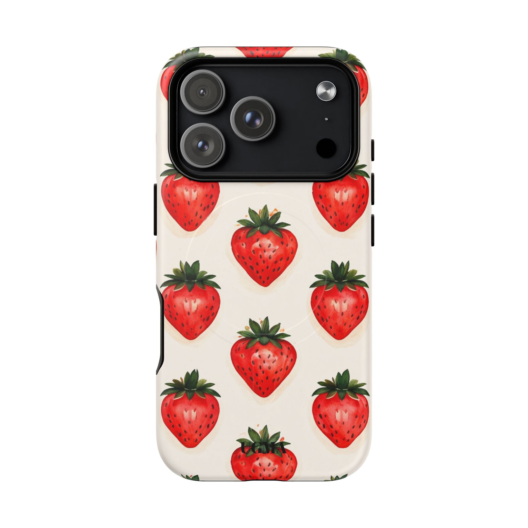 Strawberry Pattern Tough Magnetic Phone Case — Cute Fruit iPhone Cover
