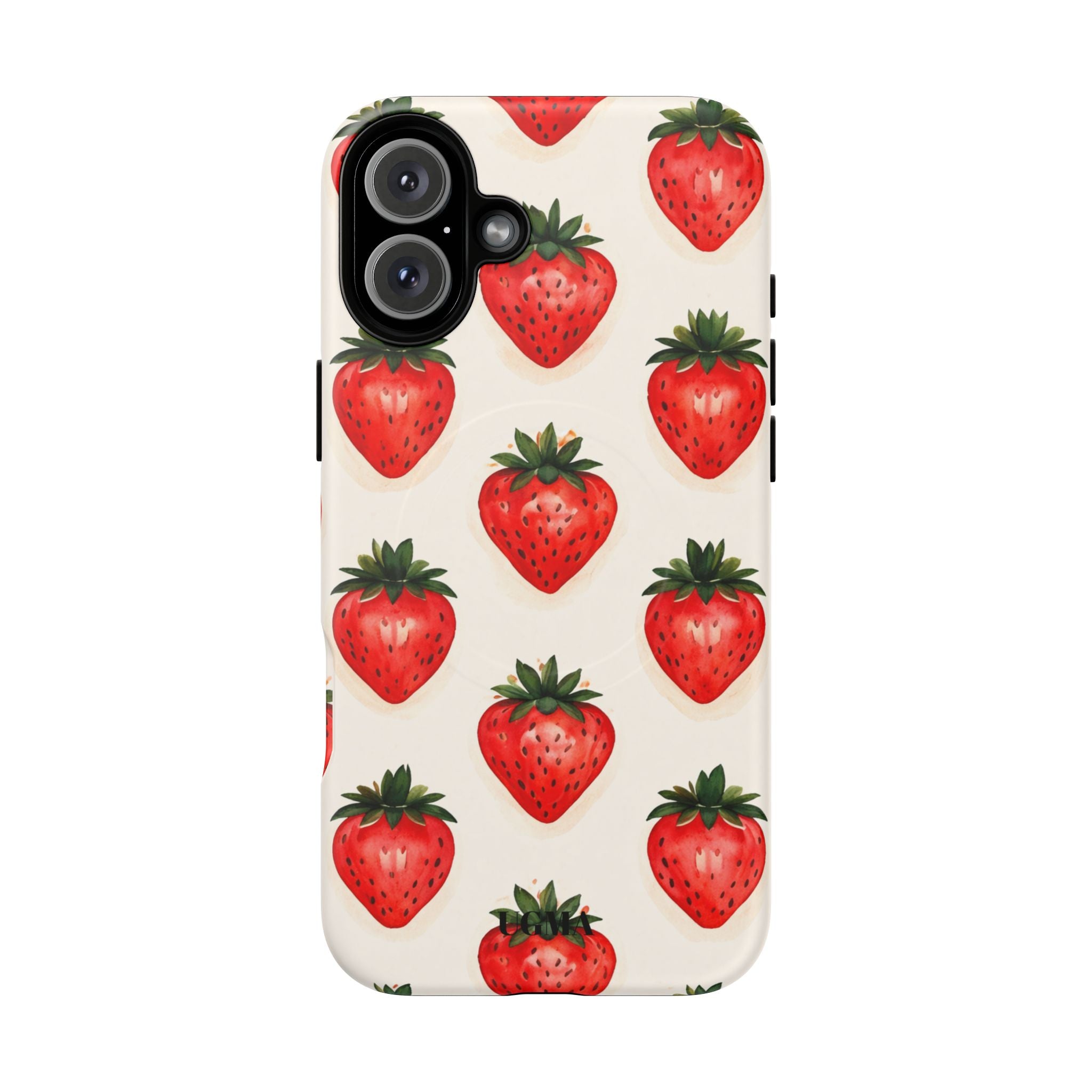 Strawberry Pattern Tough Magnetic Phone Case — Cute Fruit iPhone Cover