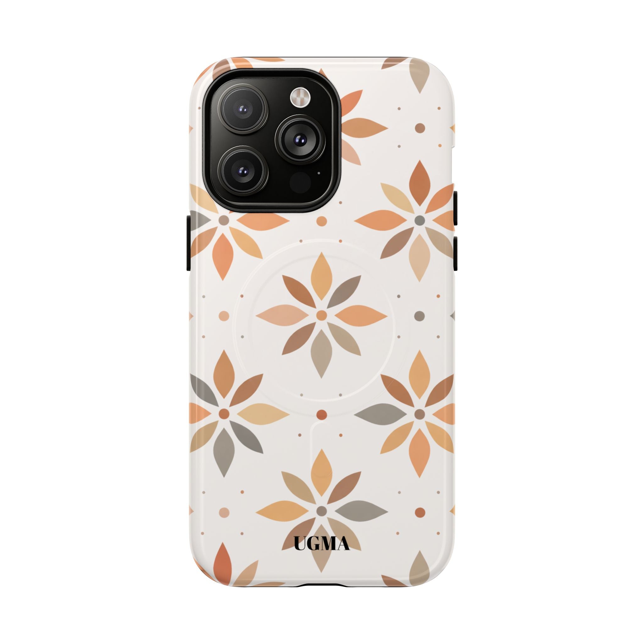 Floral Tile Tough Magnetic Phone Case — Neutral Autumn Blossom Design