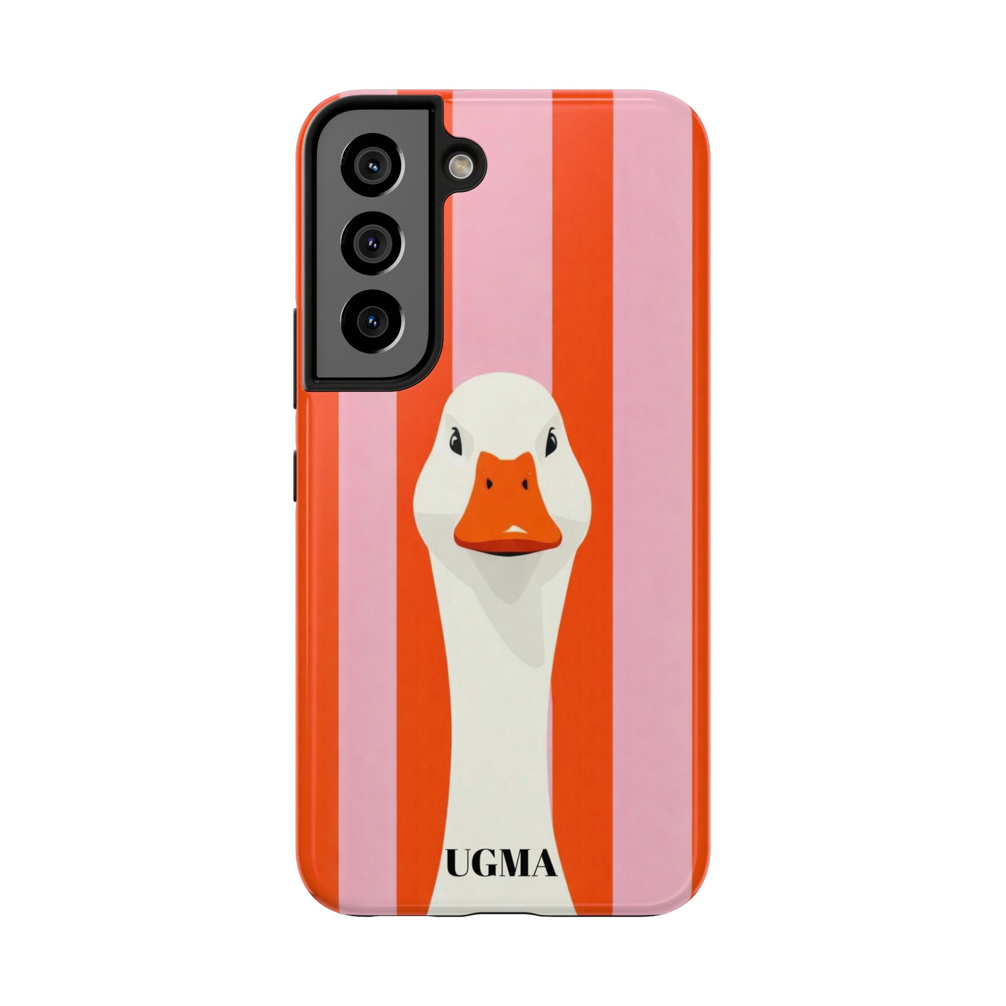 Goose Stripe Tough Phone Case — Quirky Duck Portrait Protective Cover