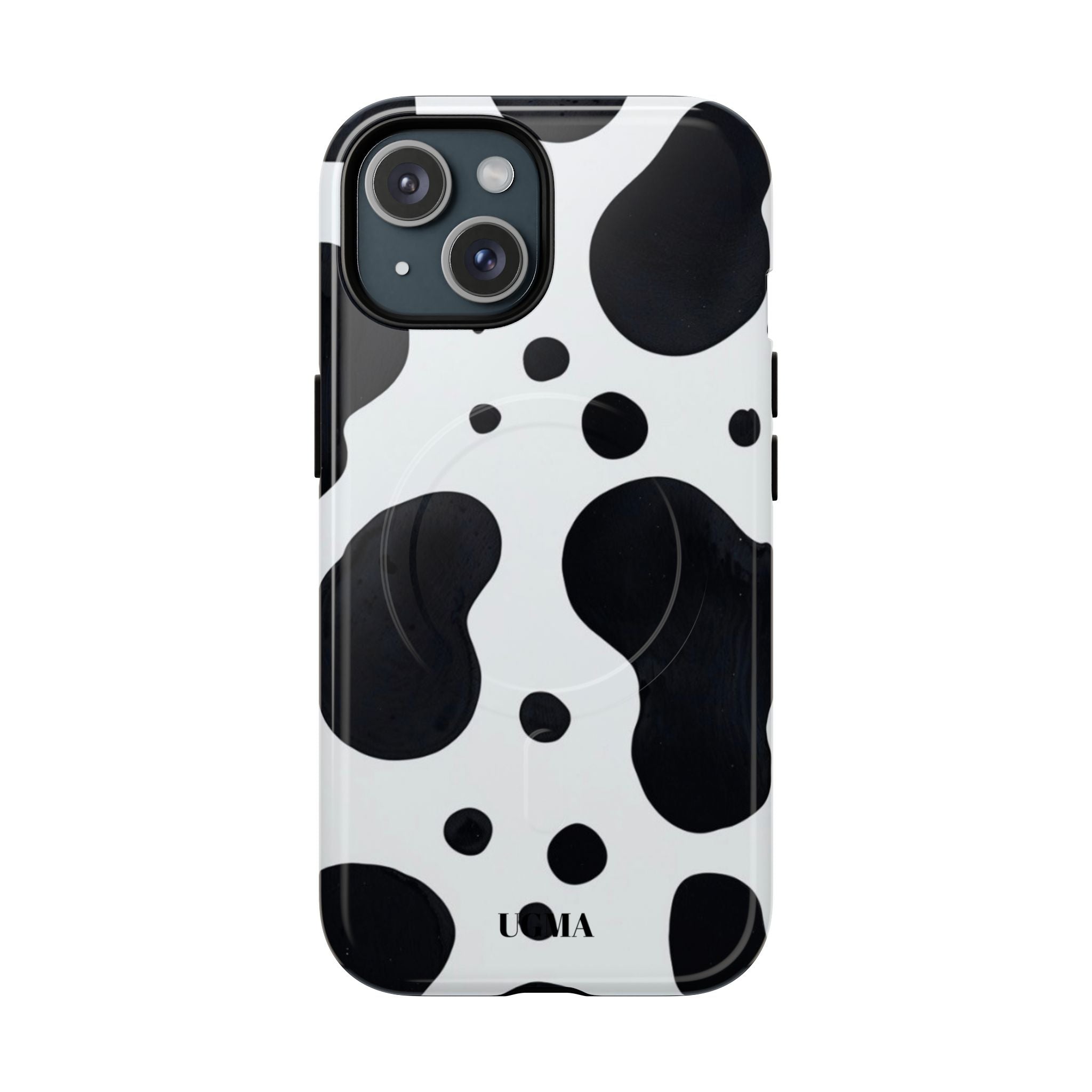 Cow Print Tough Magnetic Phone Case — Black & White Protective iPhone Cover