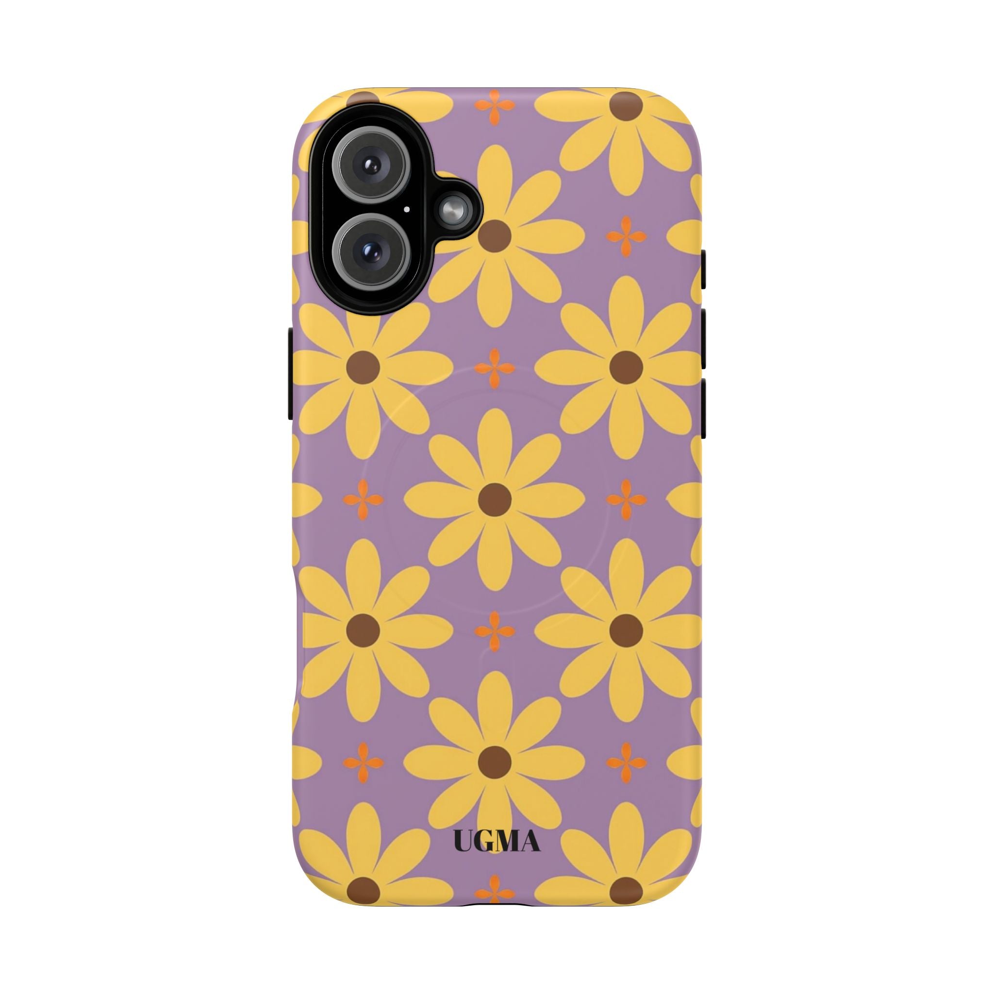 Floral Retro Daisy Tough Magnetic Phone Case — Yellow Flowers on Lavender