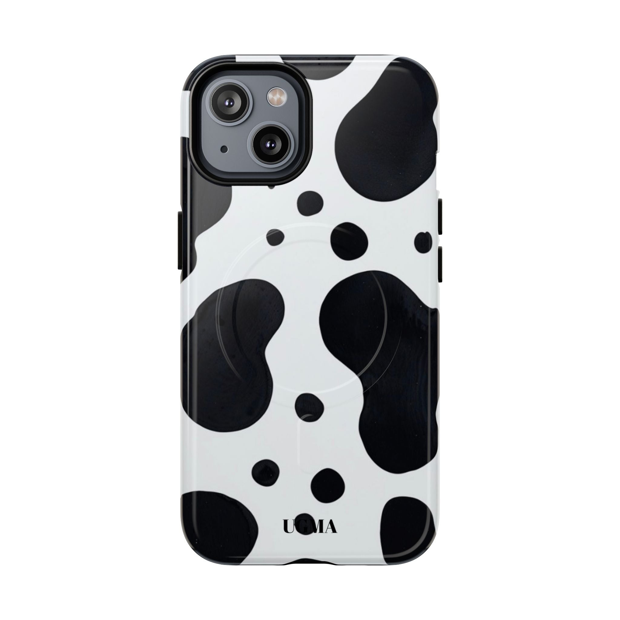 Cow Print Tough Magnetic Phone Case — Black & White Protective iPhone Cover