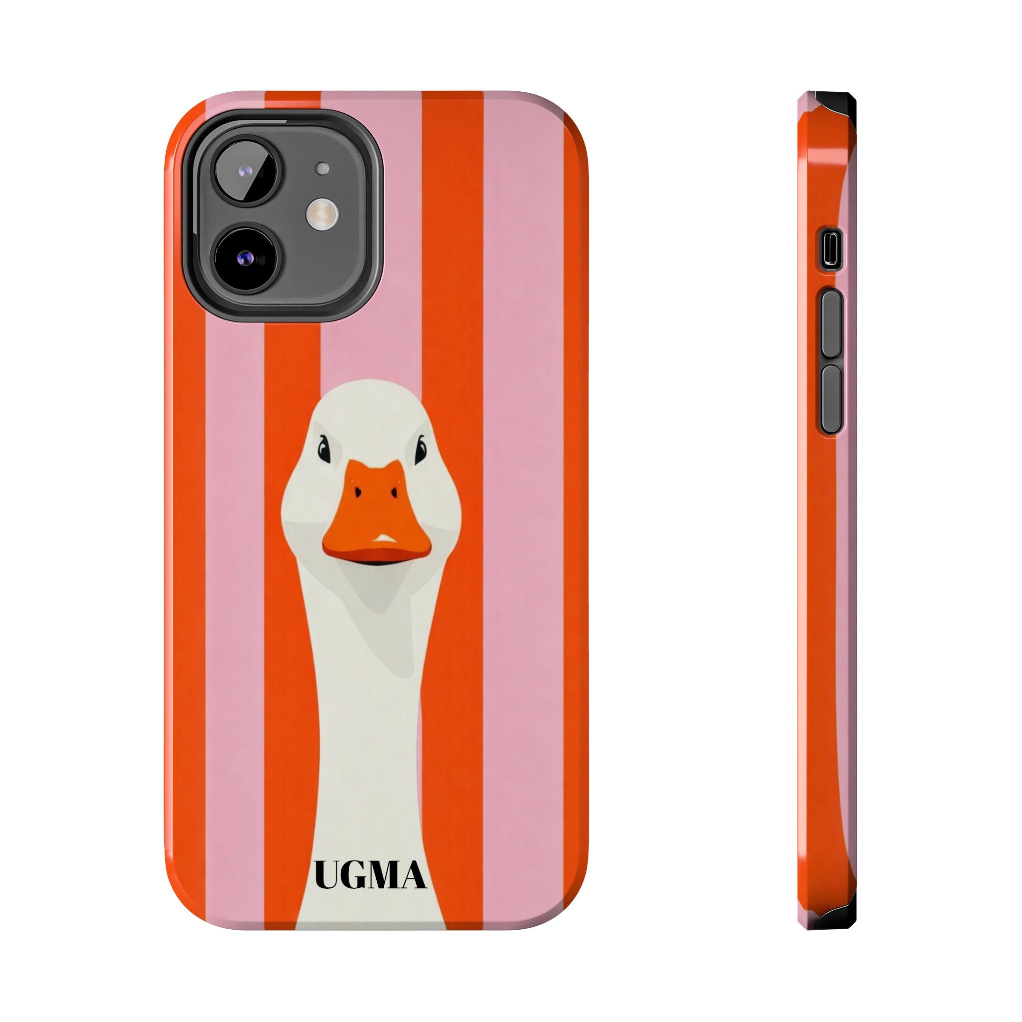 Goose Stripe Tough Phone Case — Quirky Duck Portrait Protective Cover