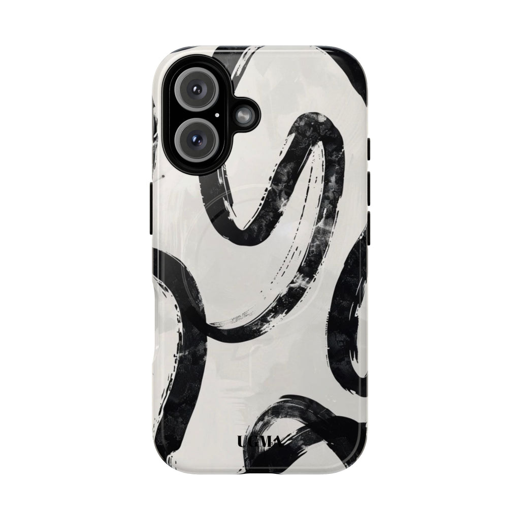 Abstract Black Brushstroke Tough Magnetic Phone Case — Protective Magnetic iPhone Cover