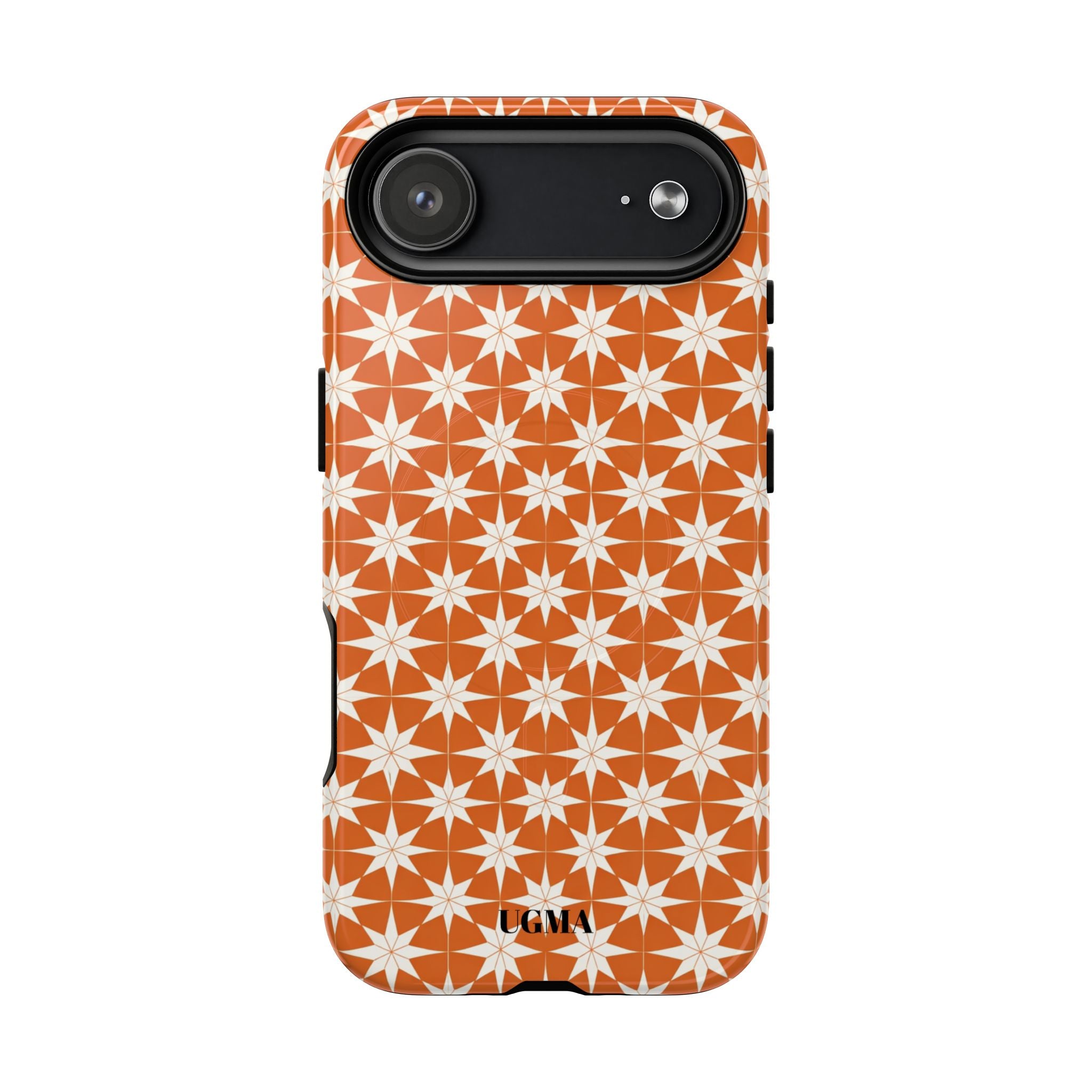 Magnetic Phone Case — Orange Geometric Star Pattern Tough Protective Cover