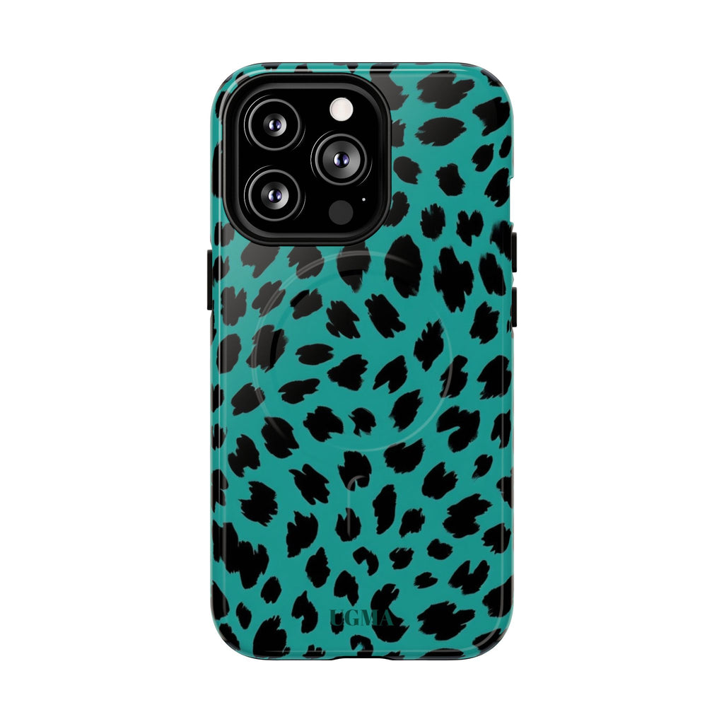 Teal Leopard Tough Magnetic Phone Case — Protective Magnetic iPhone Cover