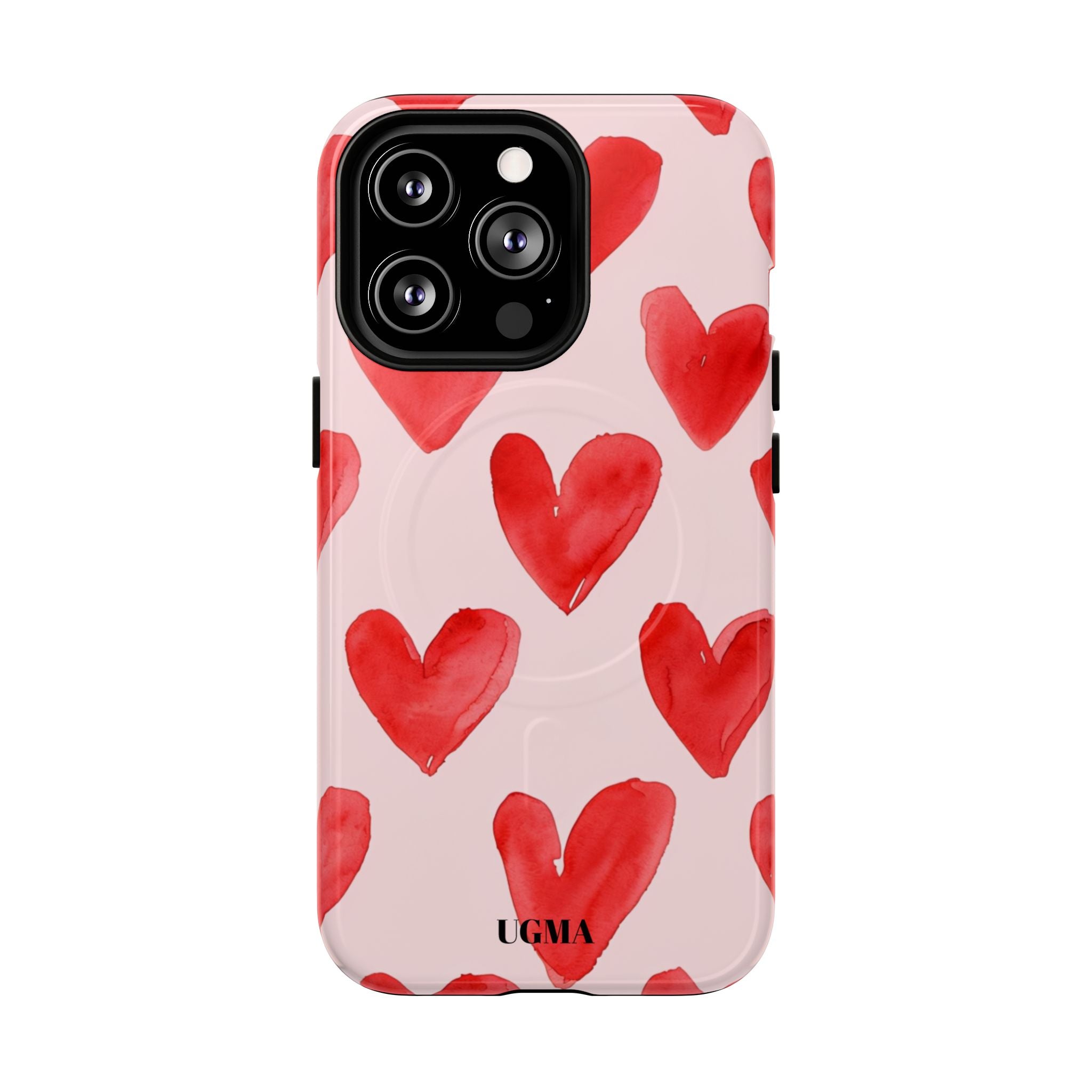 Phone Case - Red Watercolor Hearts Tough Magnetic Case