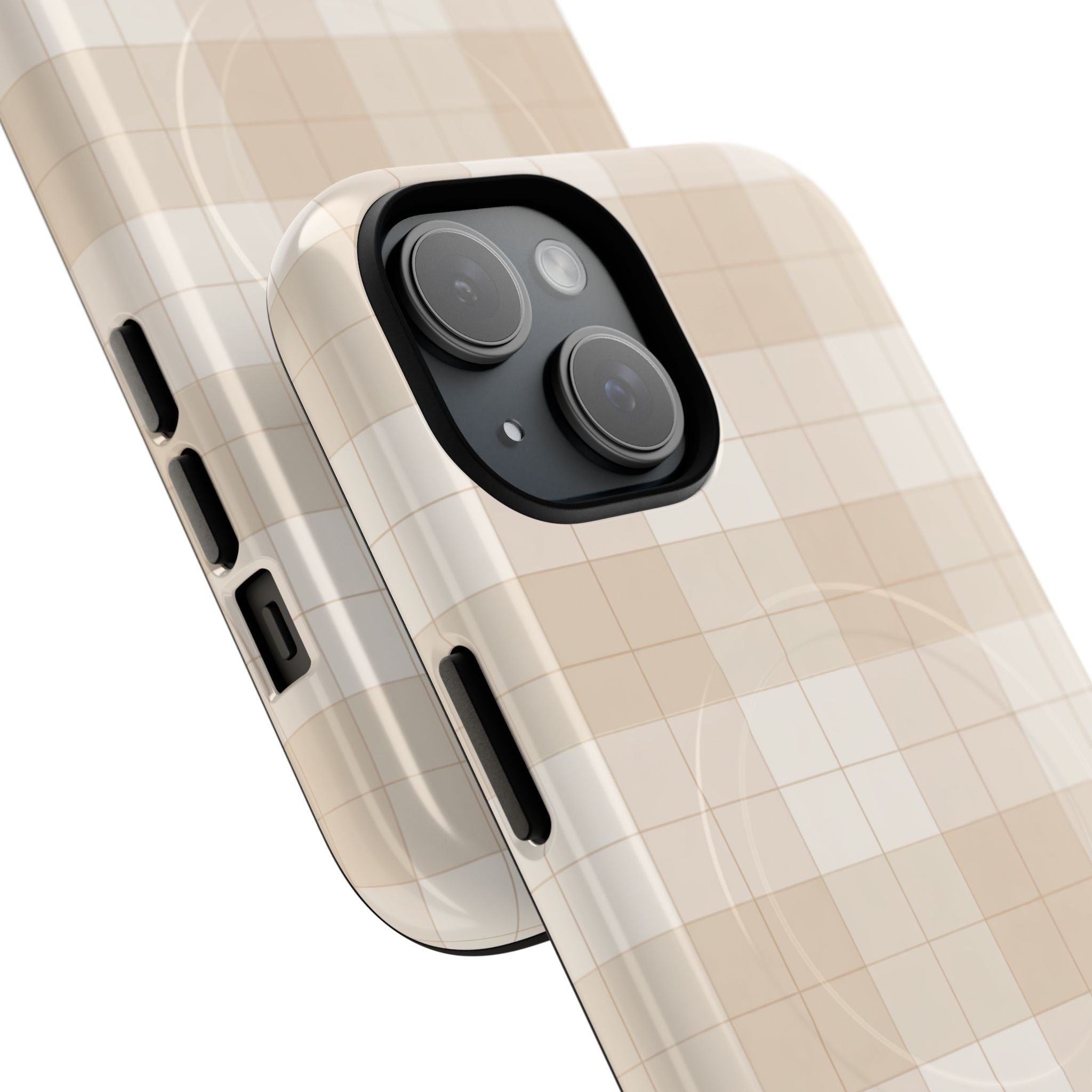 Beige Plaid Magnetic Phone Case — Tough Magnetic Protective iPhone Cover