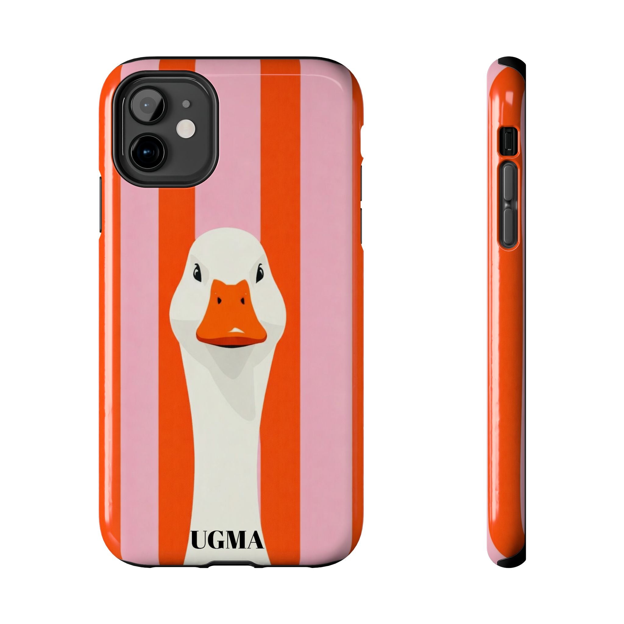 Goose Stripe Tough Phone Case — Quirky Duck Portrait Protective Cover