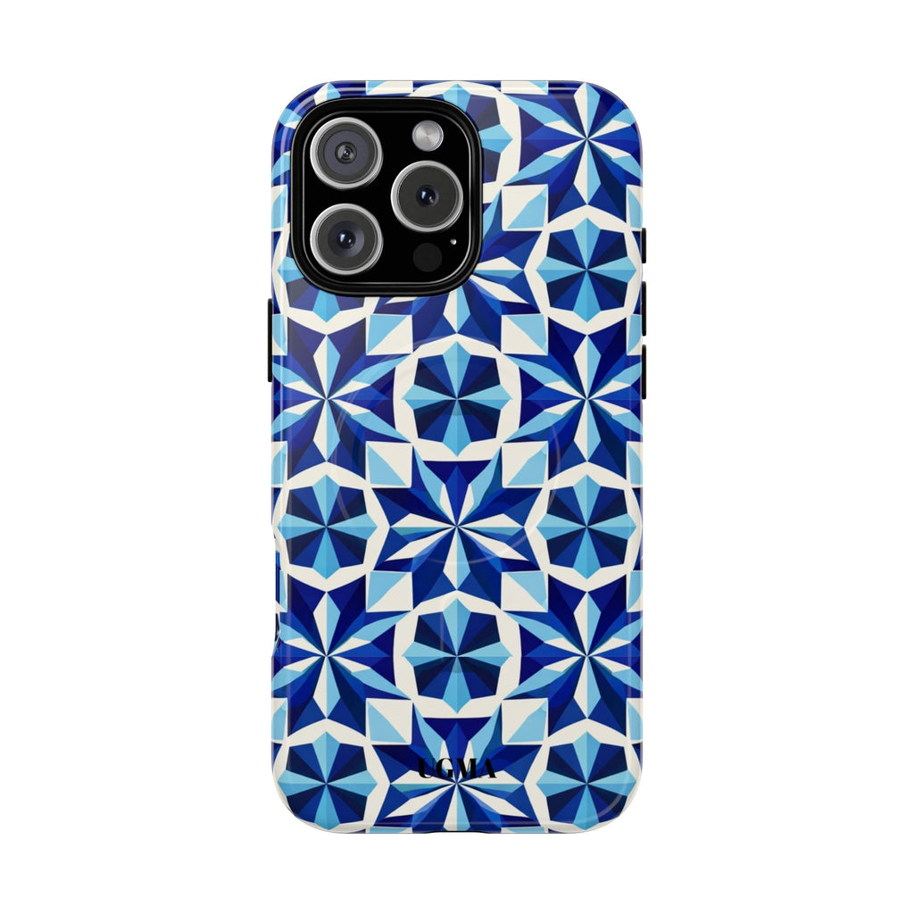 Blue Geometric Mosaic Tough Magnetic Phone Case