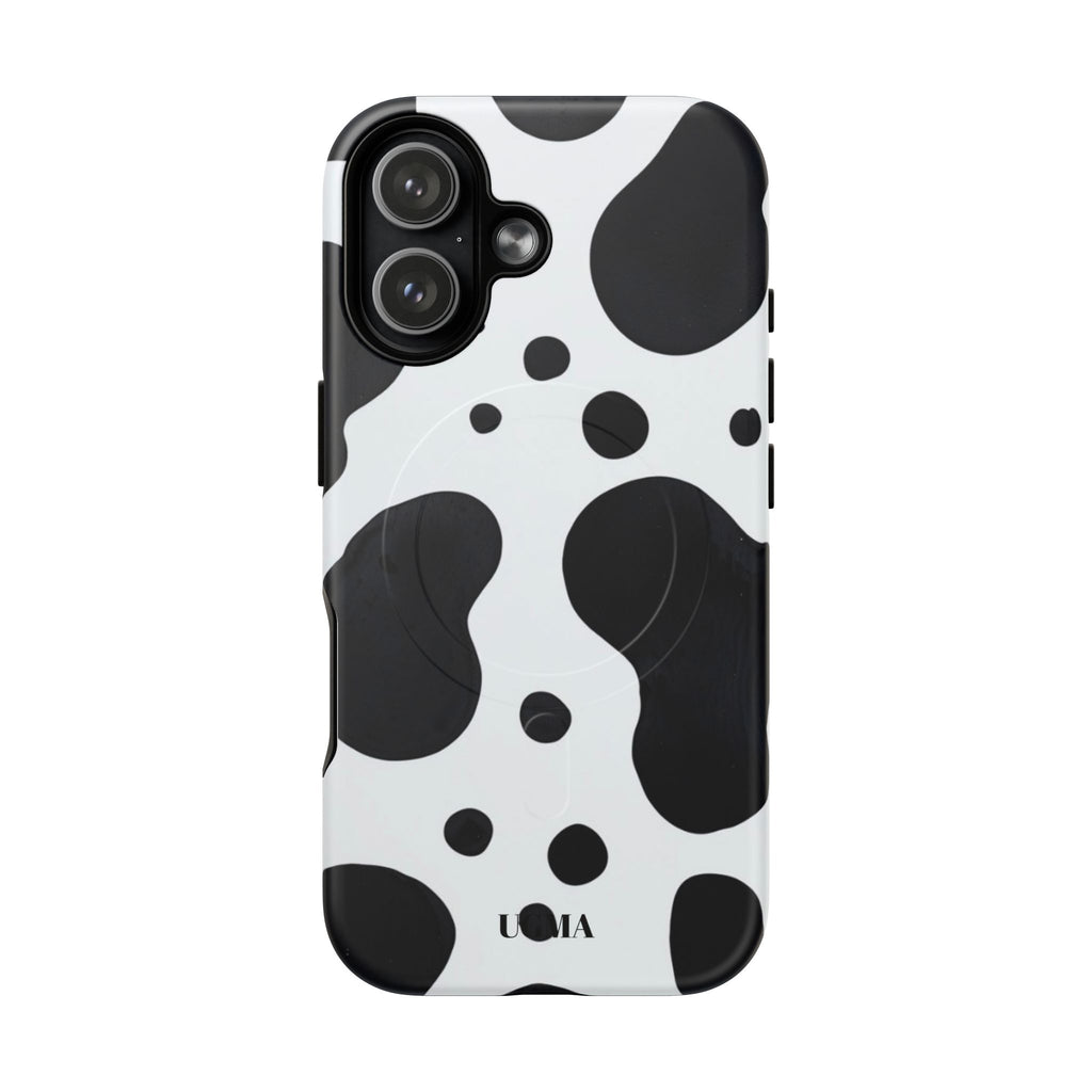 Cow Print Tough Magnetic Phone Case — Black & White Protective iPhone Cover