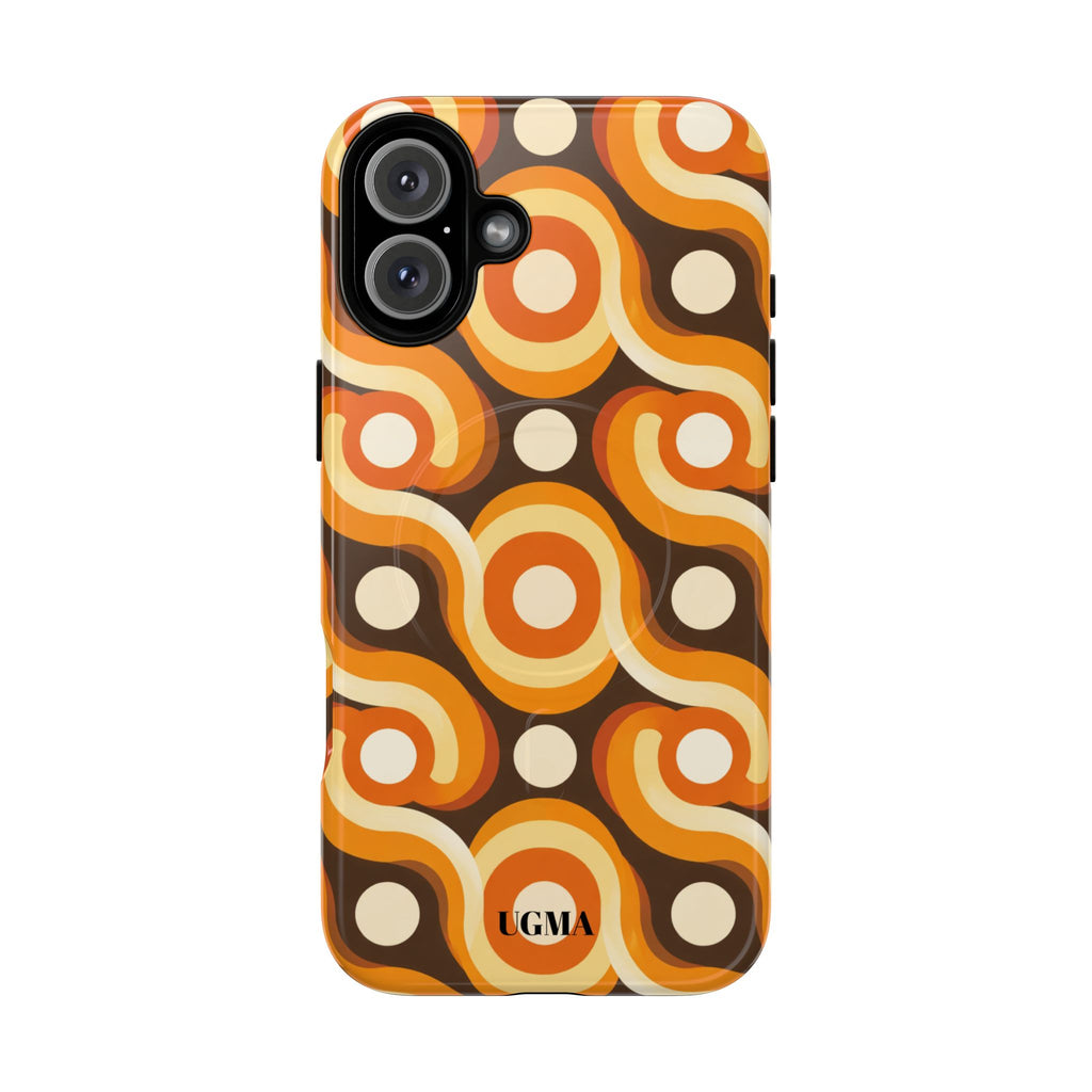Retro Orange Swirl Phone Case — Tough Magnetic Protective Case