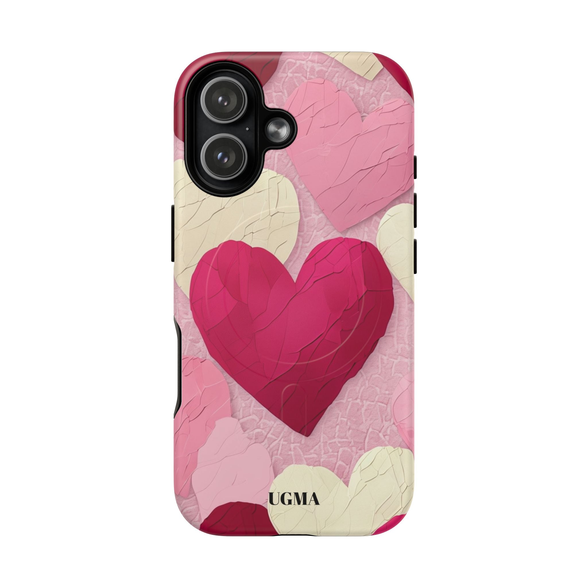 Phone Case — Pink Layered Hearts Tough Magnetic Protective Cover
