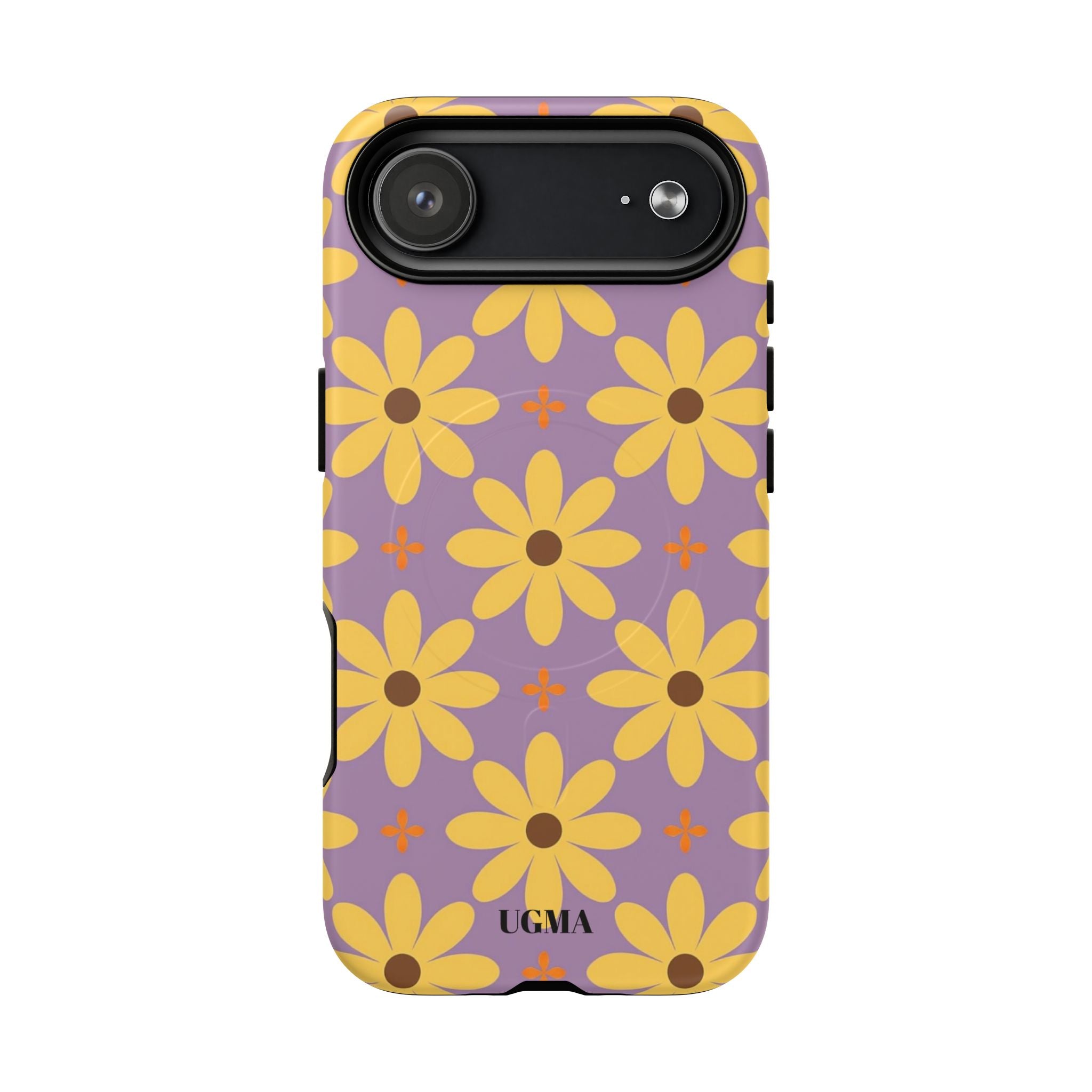 Floral Retro Daisy Tough Magnetic Phone Case — Yellow Flowers on Lavender