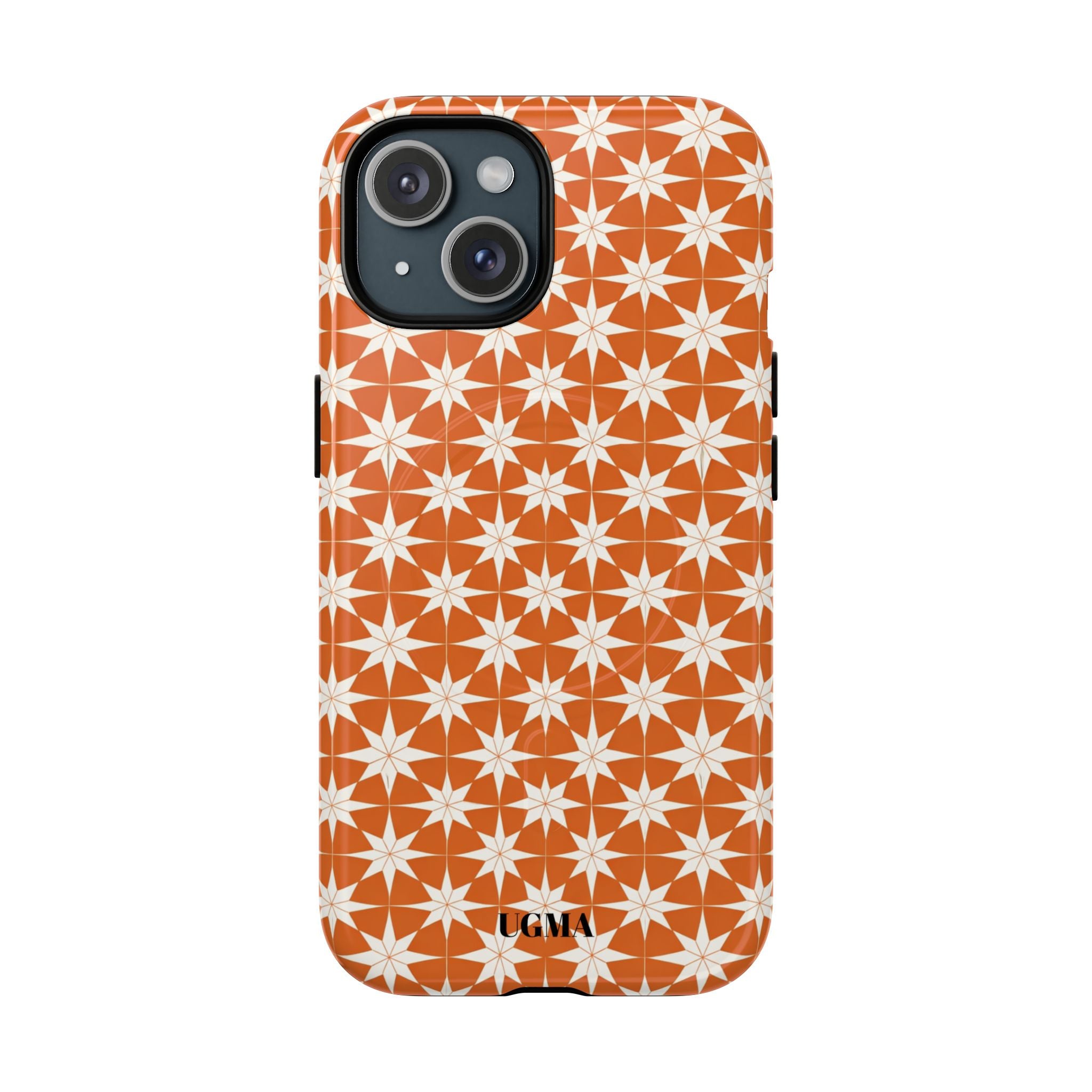 Magnetic Phone Case — Orange Geometric Star Pattern Tough Protective Cover