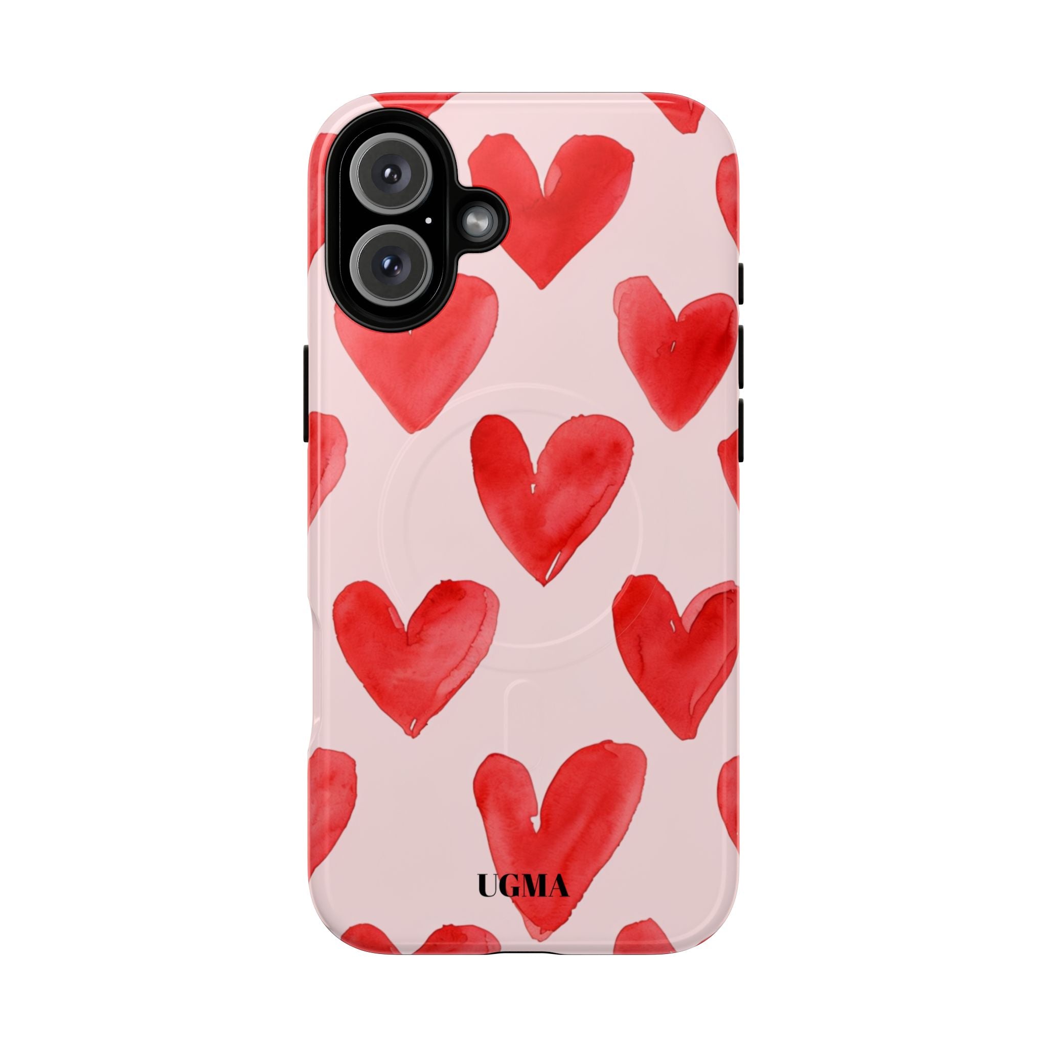Phone Case - Red Watercolor Hearts Tough Magnetic Case