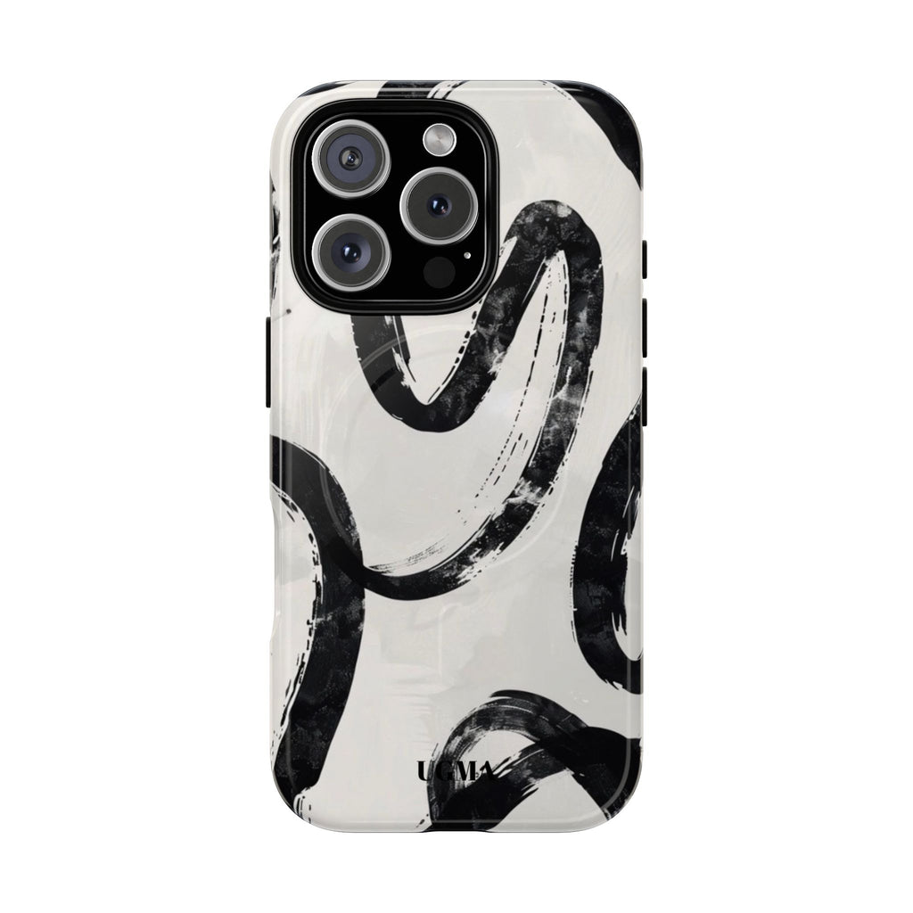 Abstract Black Brushstroke Tough Magnetic Phone Case — Protective Magnetic iPhone Cover